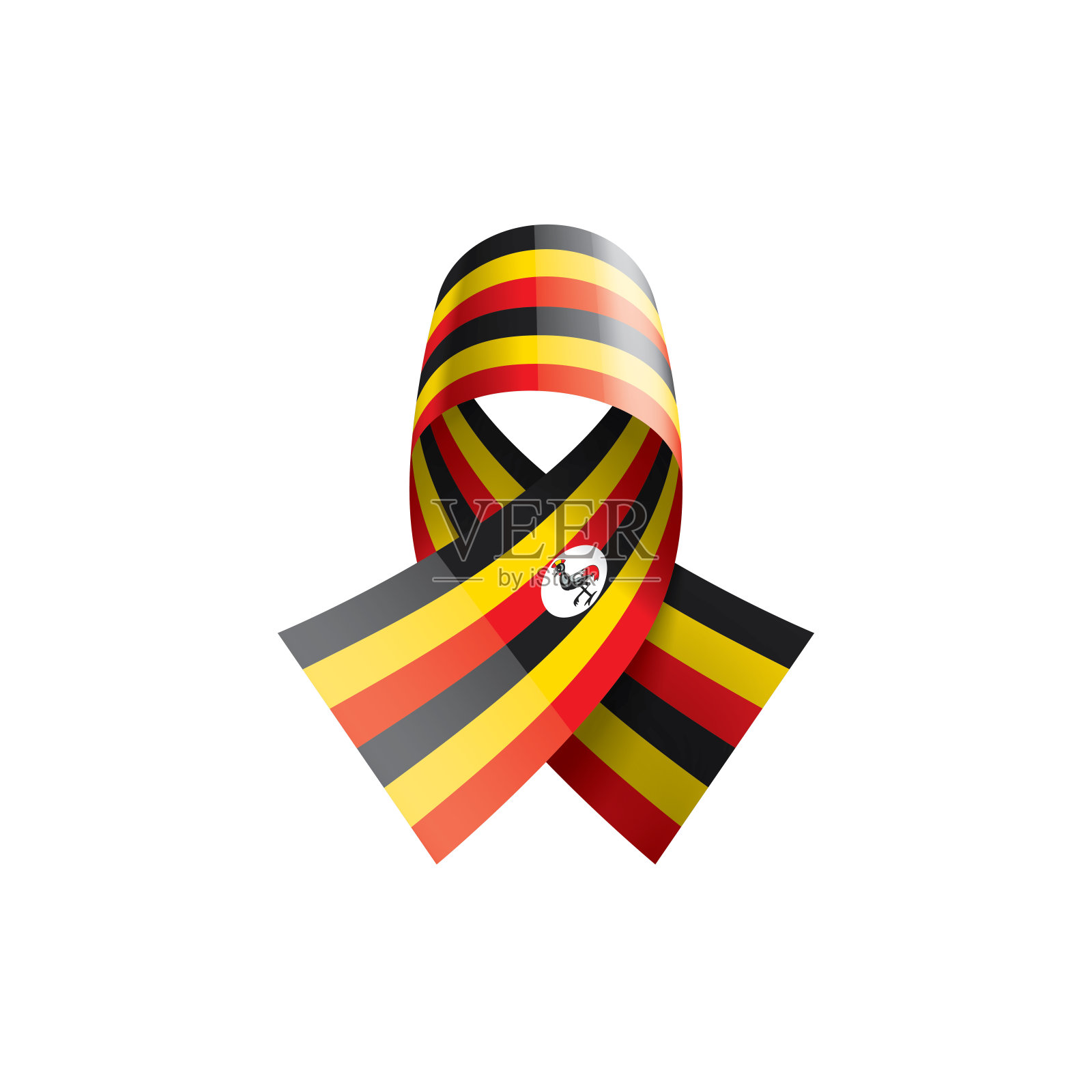 乌干达国旗，矢量插图在白色的背景插画图片素材