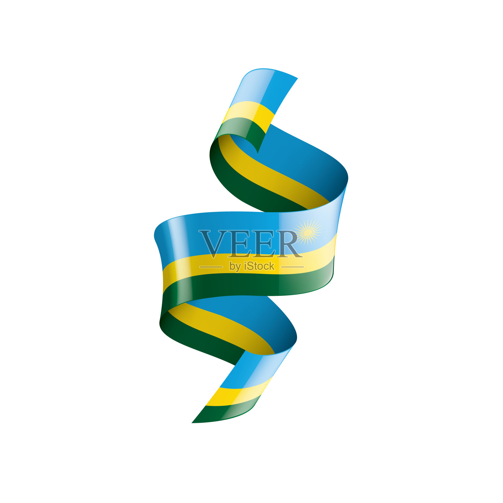 卢旺达国旗，矢量插图在白色的背景插画图片素材
