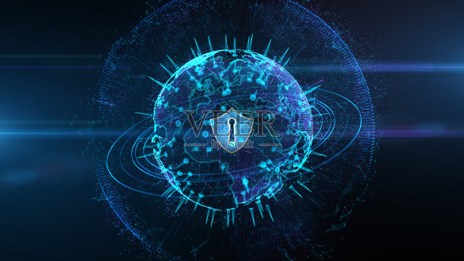 盾图标的安全全球网络，网络安全和保护个人数字数据的概念照片摄影图片