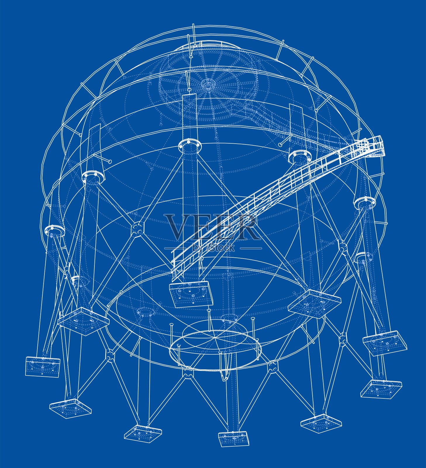 球形气罐轮廓。向量插画图片素材