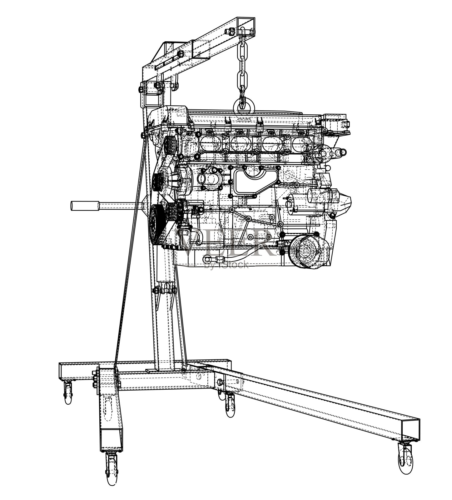 带发动机轮廓的发动机提升机插画图片素材