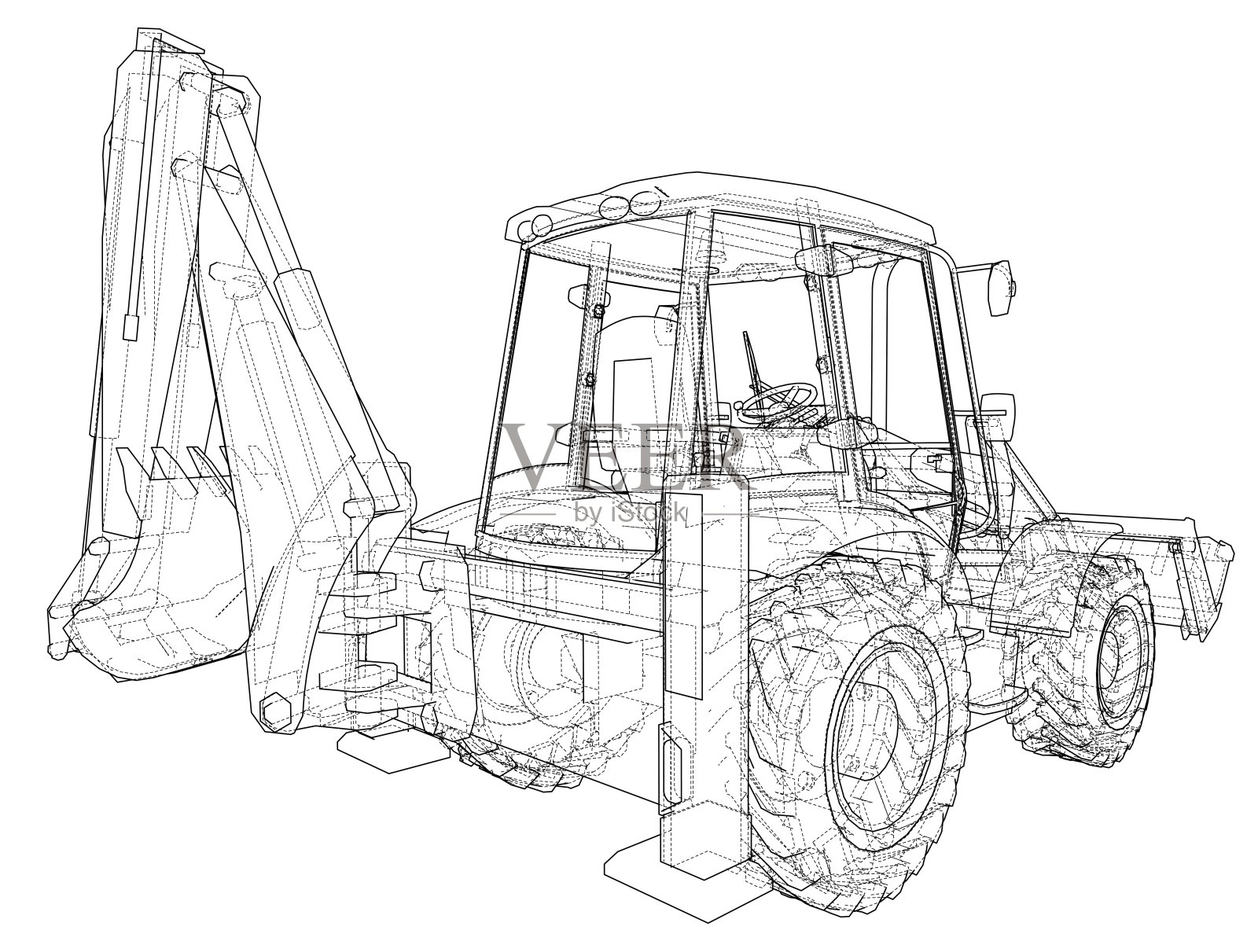 带背演员的加载铲的草图插画图片素材