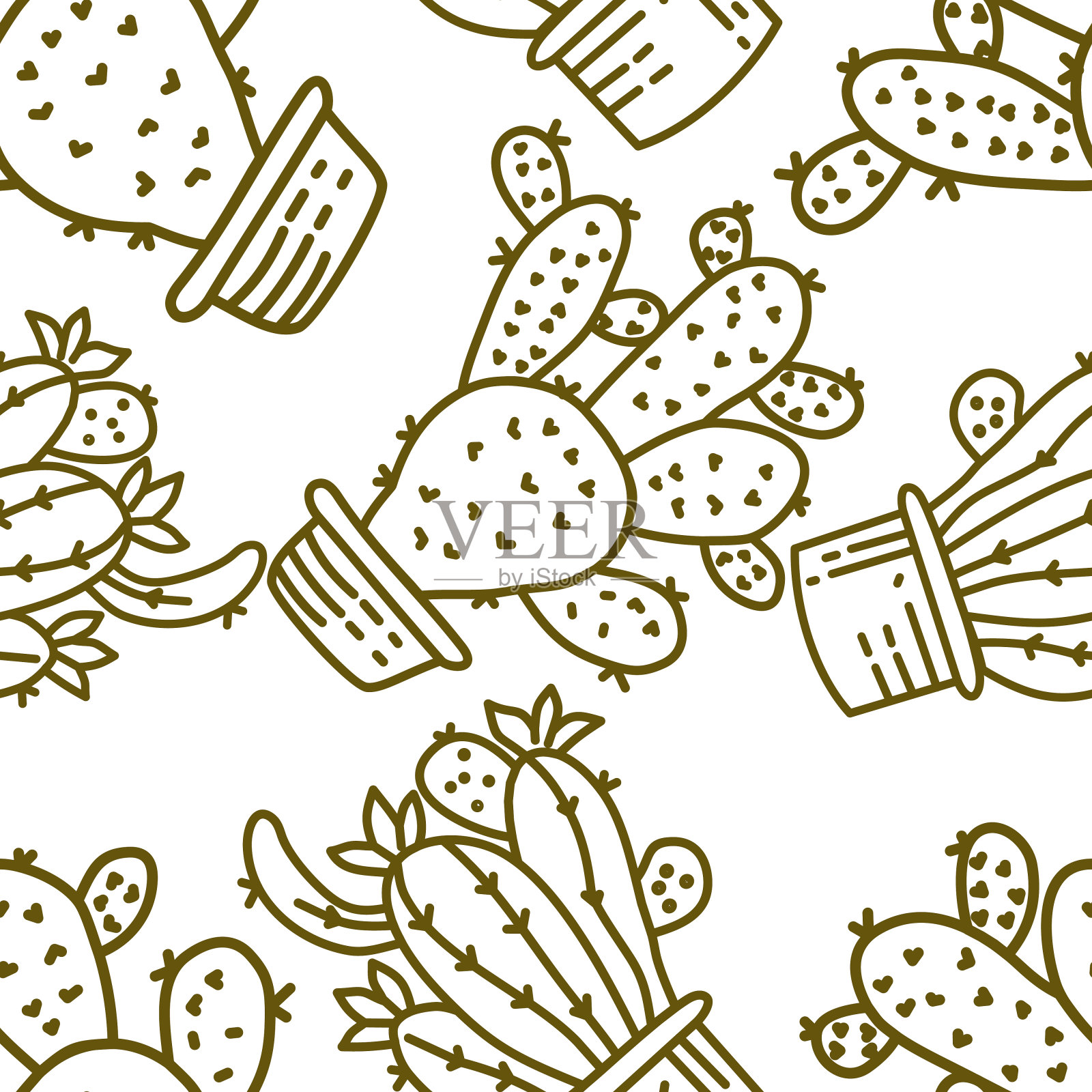 仙人掌模式无缝矢量模板设计元素图片