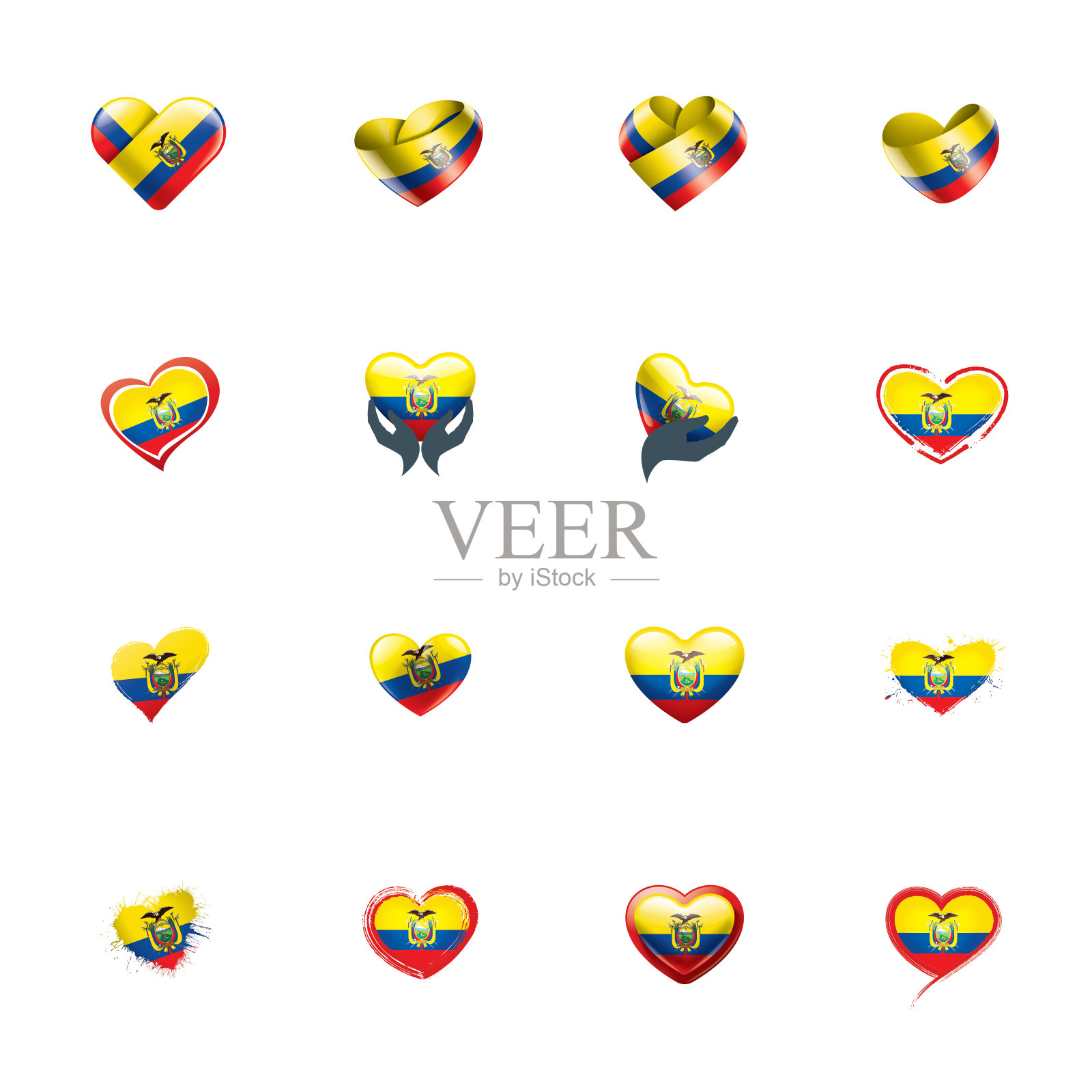 厄瓜多尔国旗，矢量插图在白色的背景插画图片素材