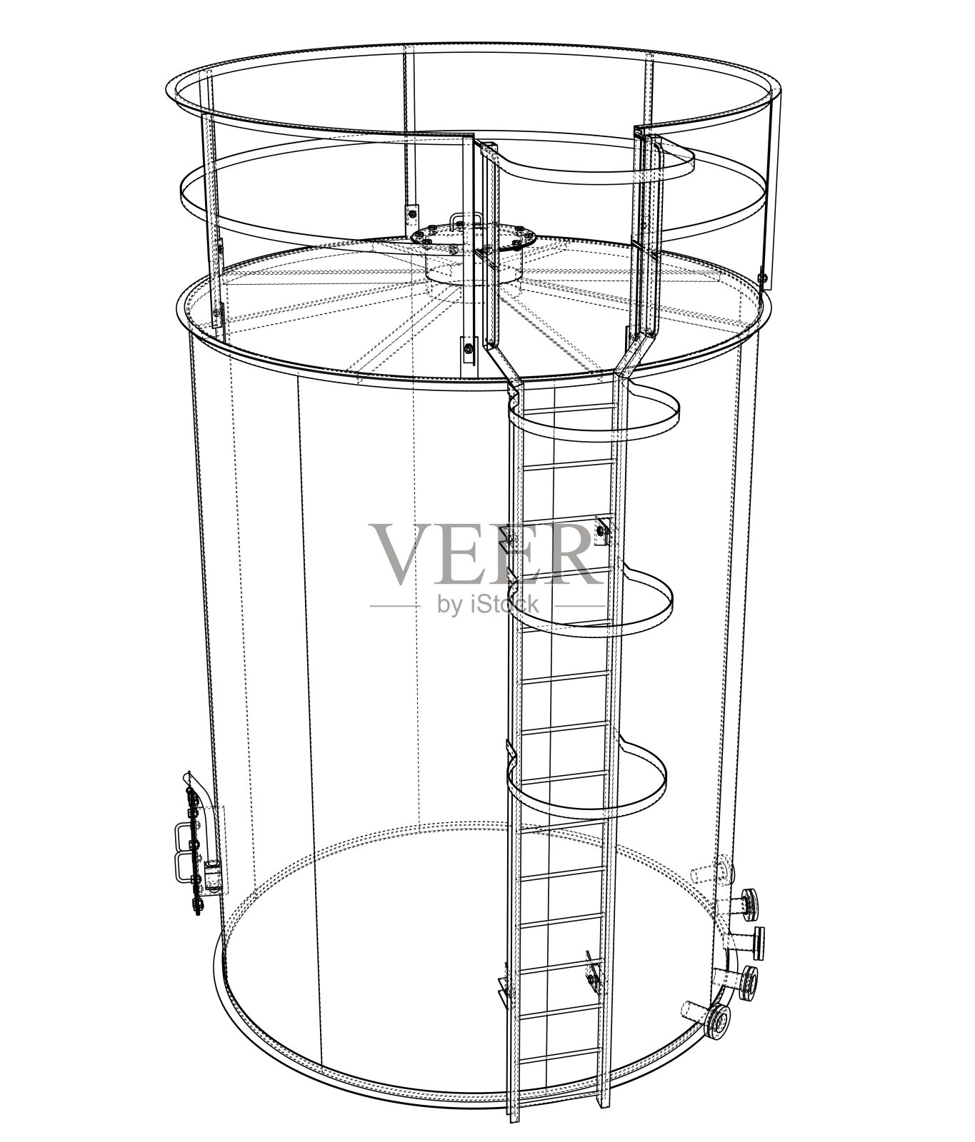 油箱轮廓。三维矢量渲染插画图片素材
