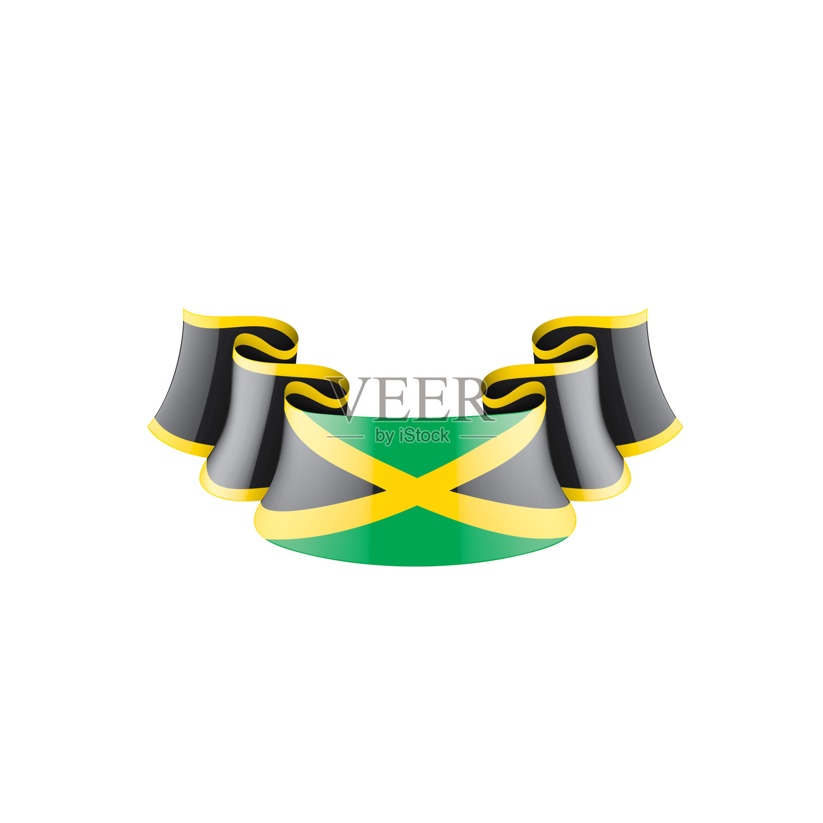 牙买加国旗，白色背景上的矢量插图插画图片素材