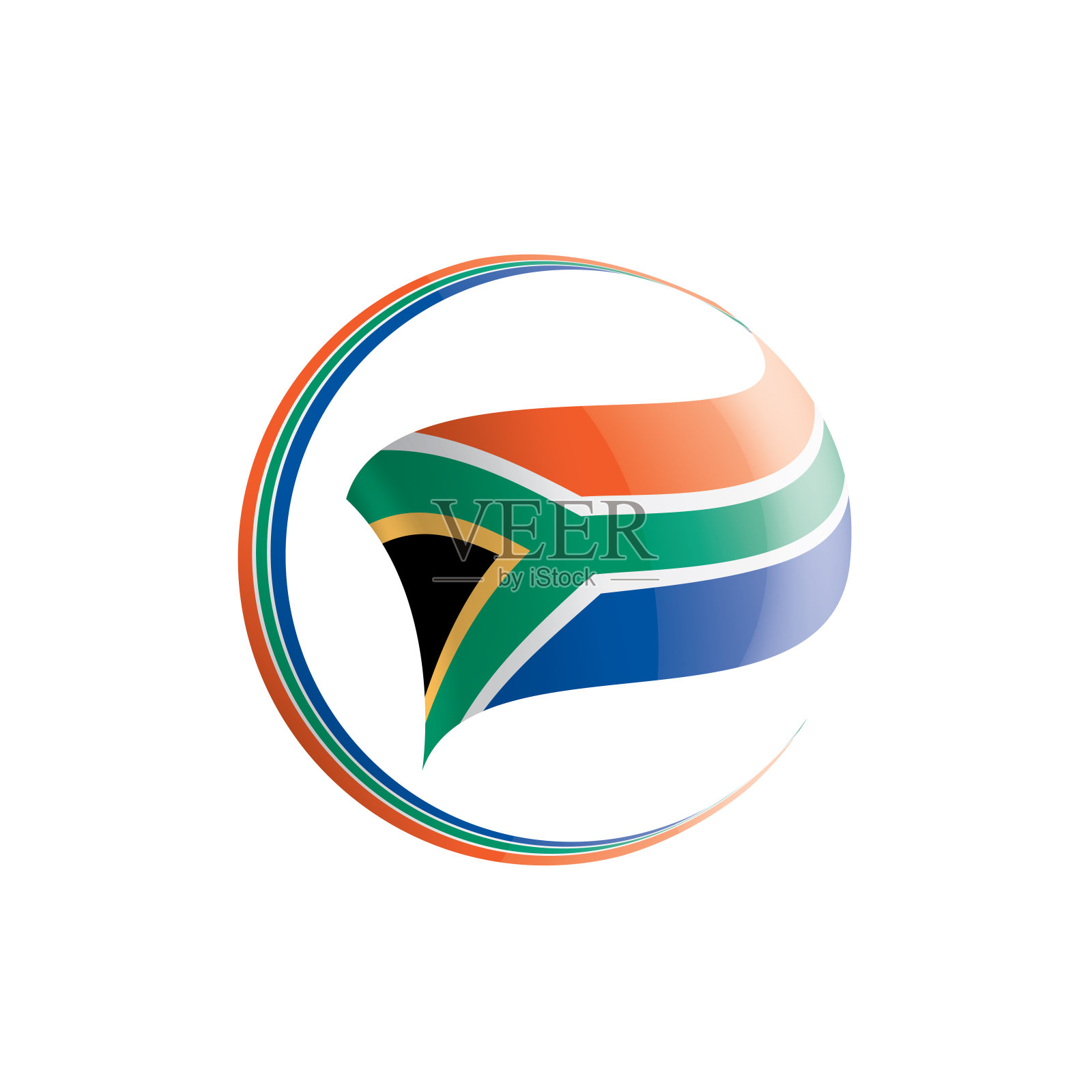 南非国旗，矢量插图在白色的背景插画图片素材