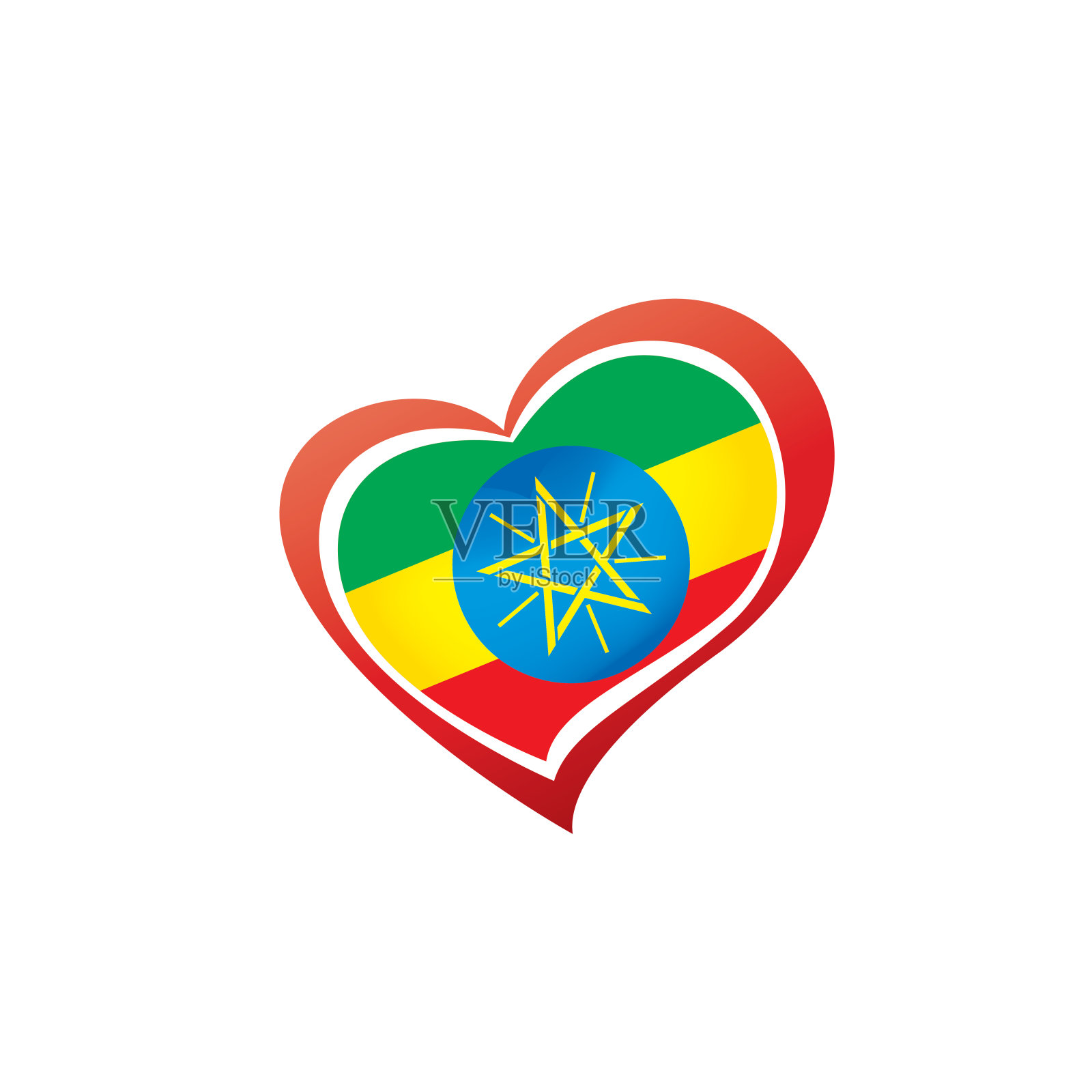 埃塞俄比亚国旗，矢量插图在白色的背景插画图片素材