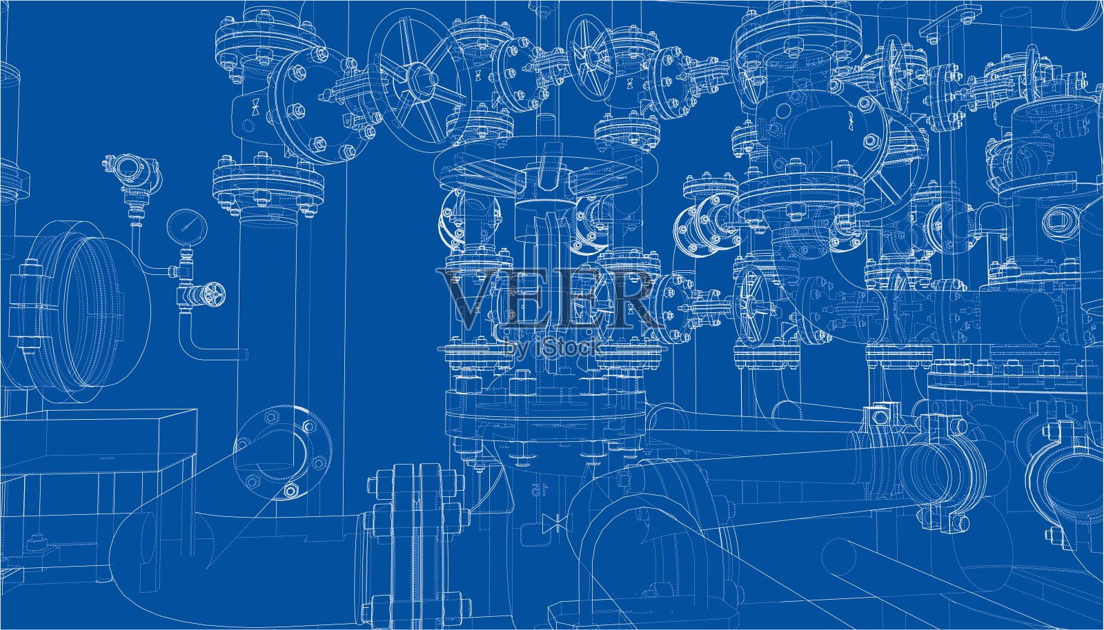 工业设备示意图。向量插画图片素材
