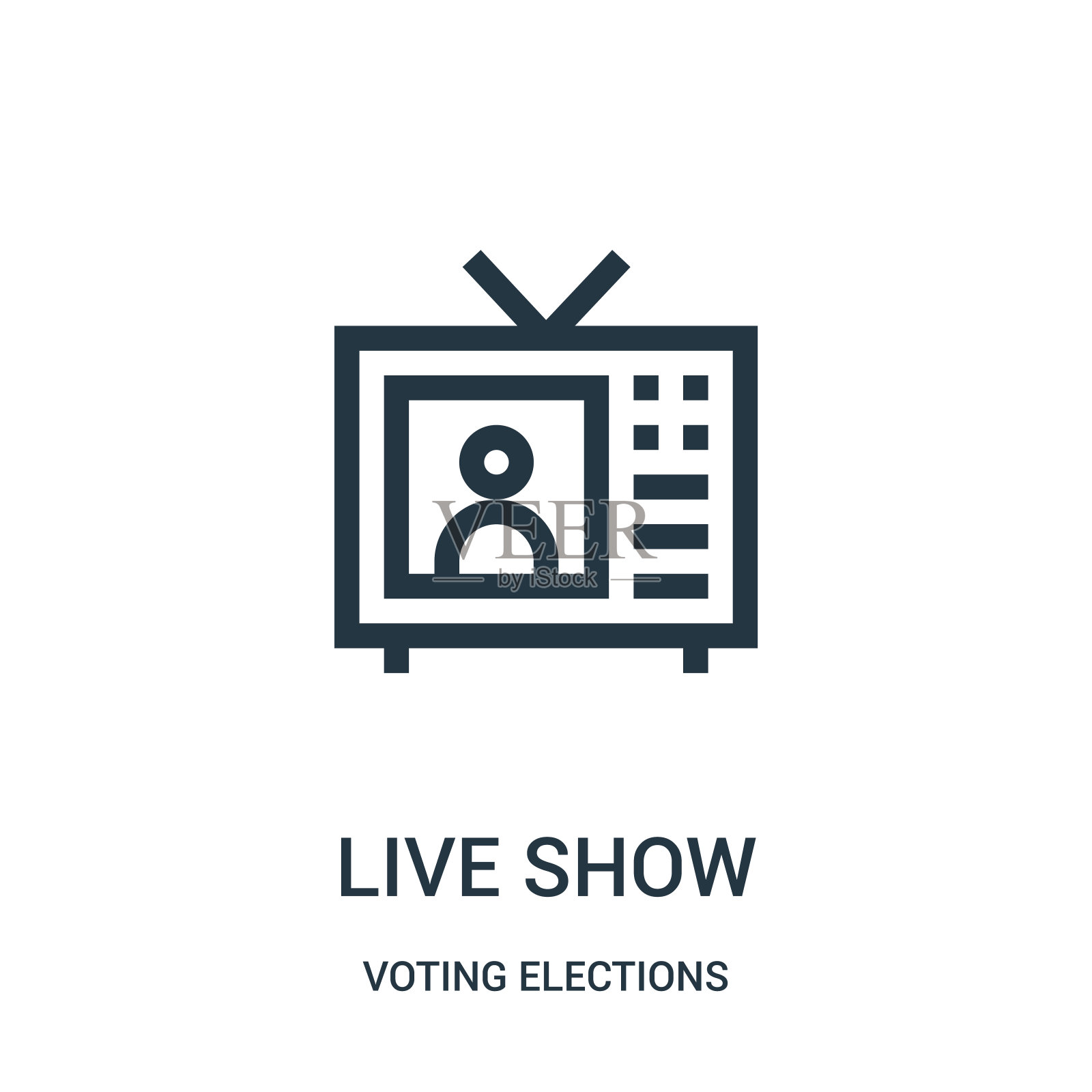 现场显示图标矢量从投票选举集合。细线现场显示轮廓图标矢量插图。插画图片素材