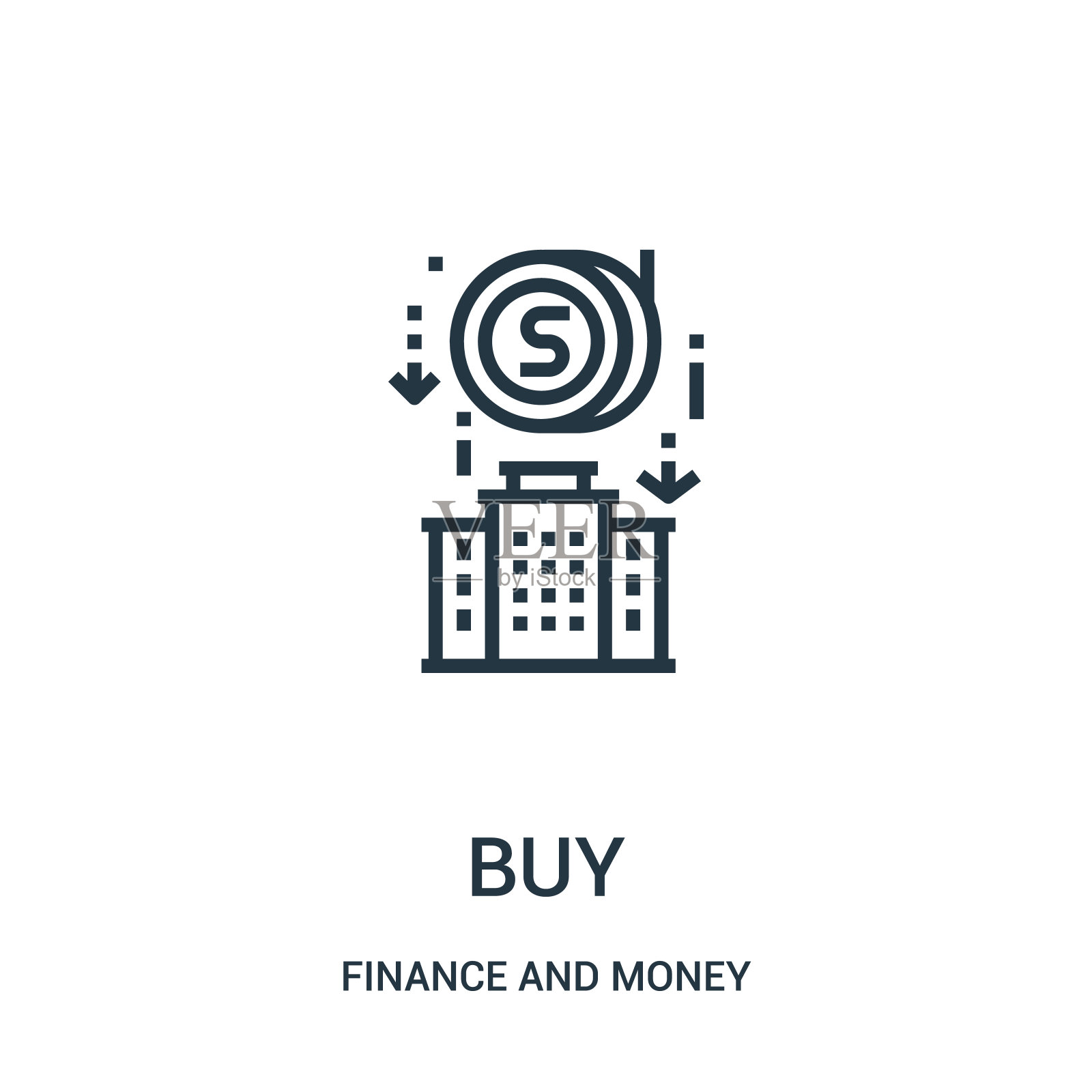 购买图标向量从金融和金钱收集。细线买轮廓图标矢量插图。图标素材