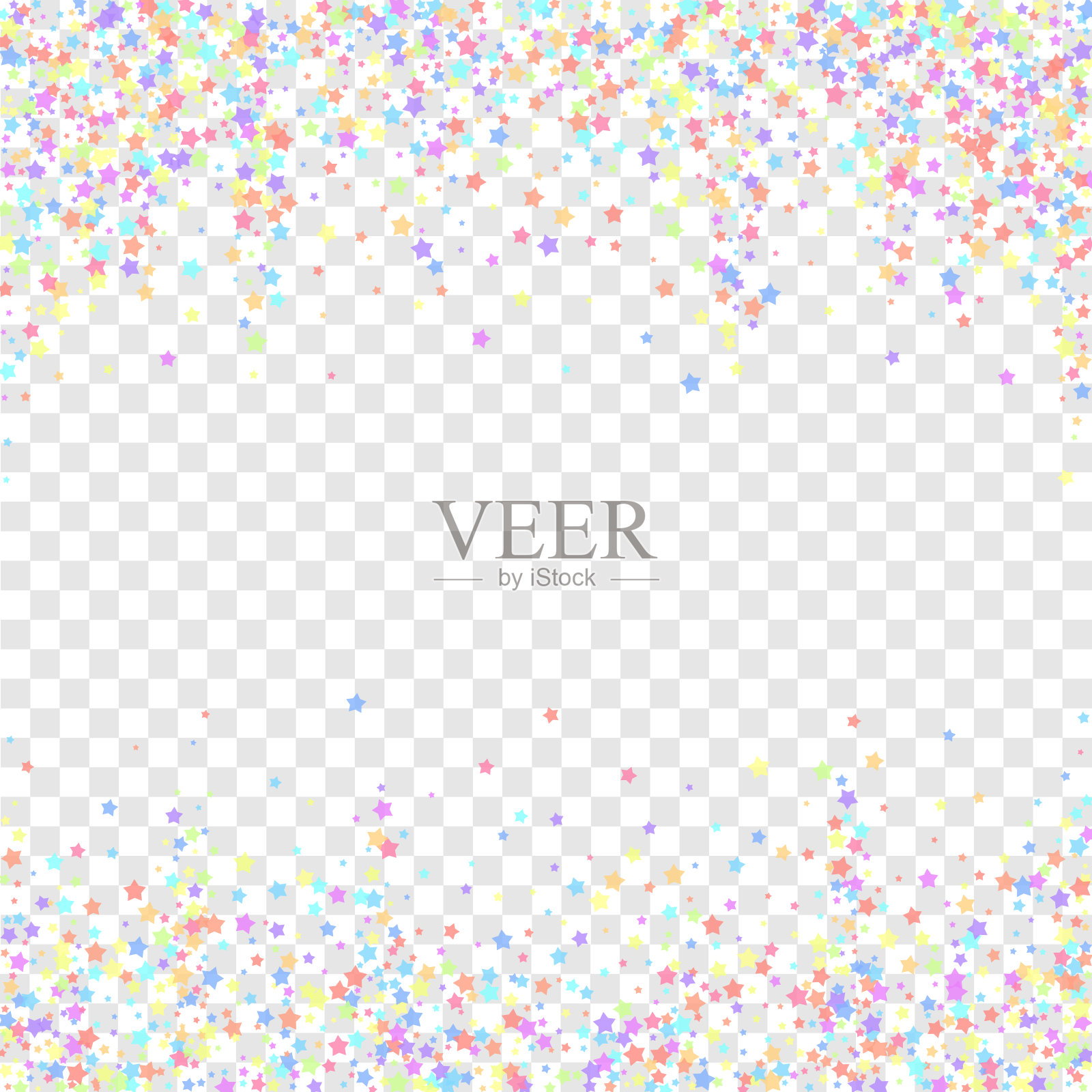 节日的五彩纸屑。庆祝的星星。五彩缤纷的明星插画图片素材