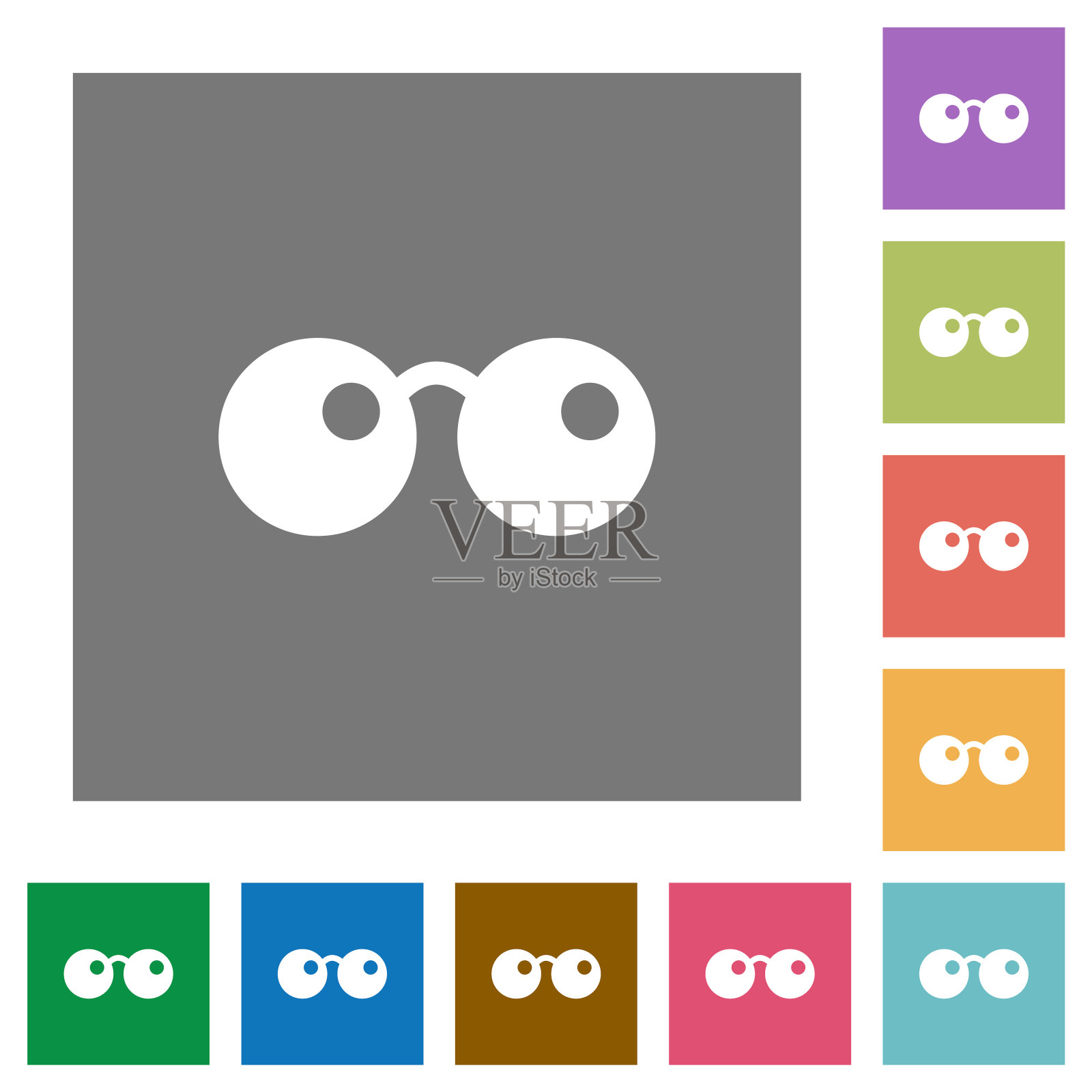 太阳镜方形平面图标插画图片素材