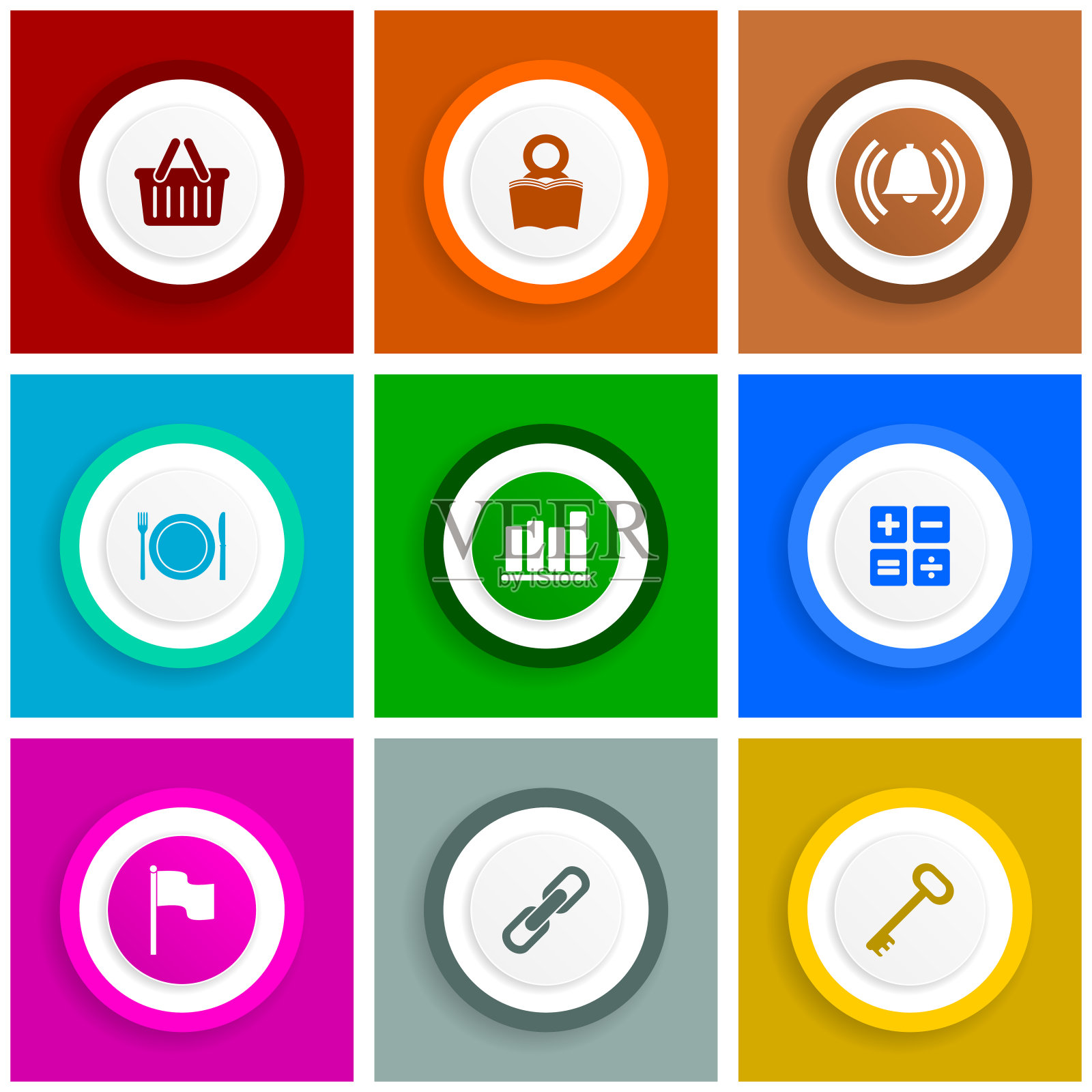 平面设计图标集，互联网矢量插图，购物，餐厅和商业标志在eps 10图标素材