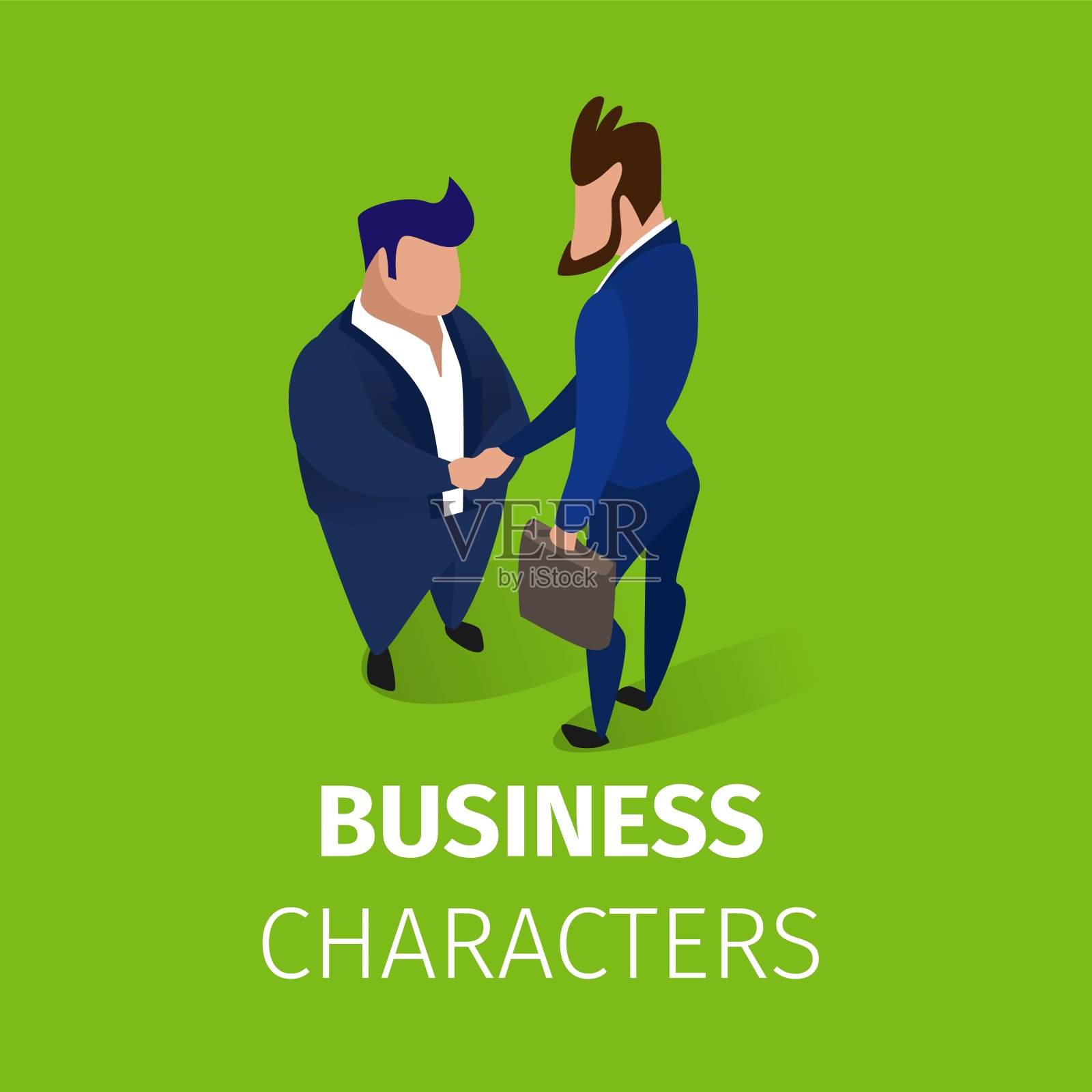 商业人物握手协议插画图片素材