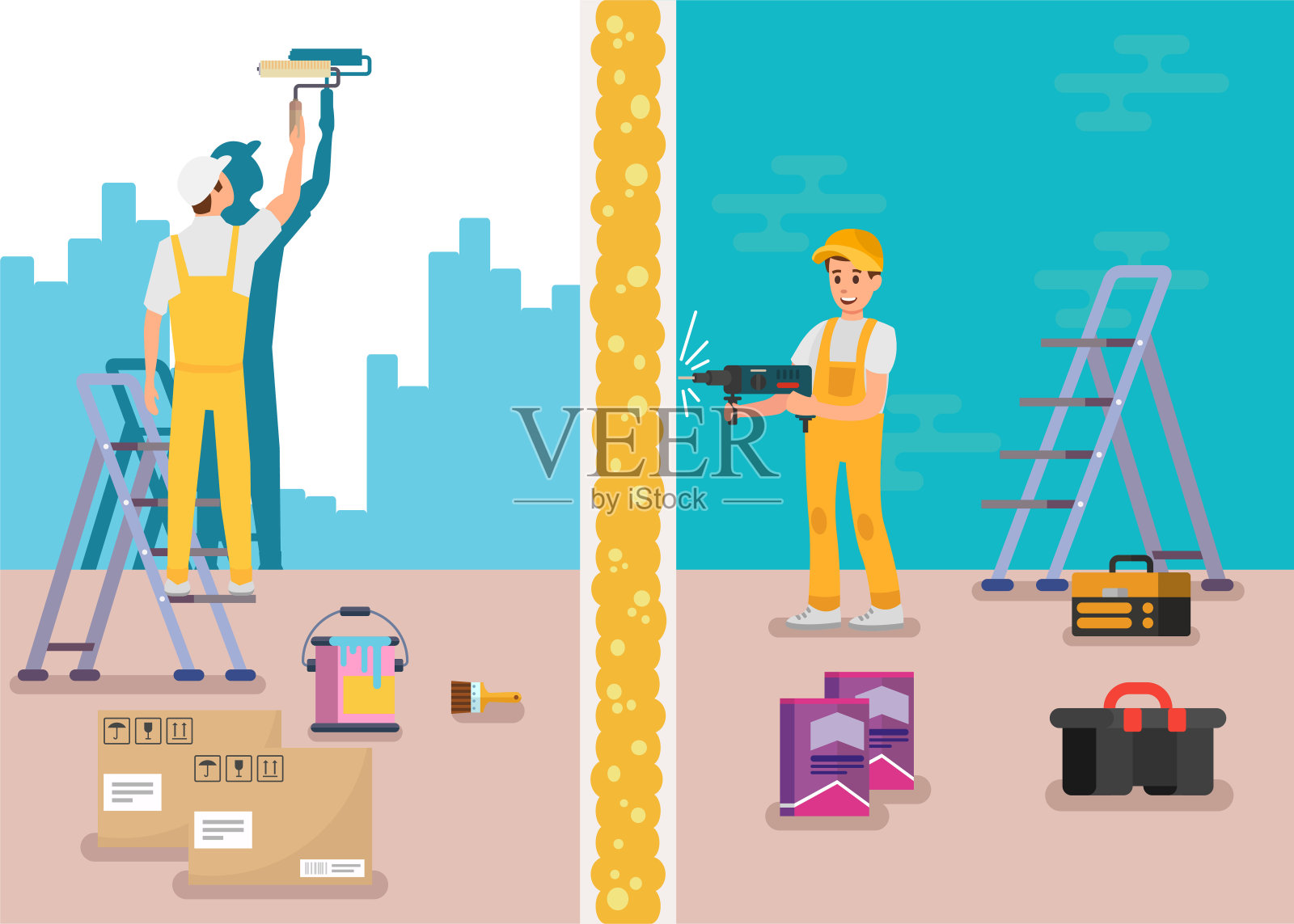 房间维修服务广告矢量横幅插画图片素材