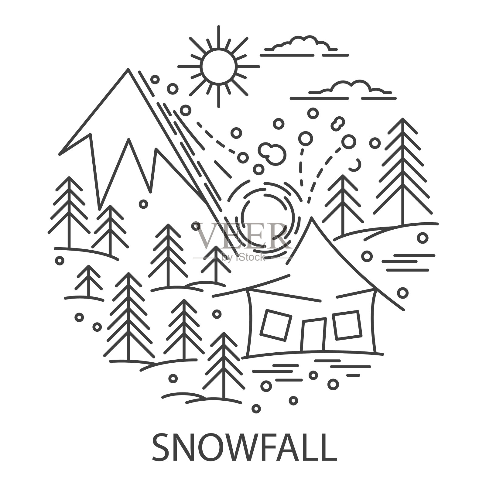 降雪的自然灾害插画图片素材