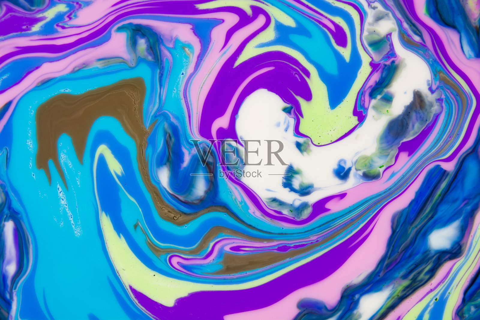 美丽的抽象绘画是一种绘画技法。土耳其的Ebru风格是在水中用丙烯酸颜料绞波。时尚奢华的结合。当代艺术大理石的液体质感照片摄影图片