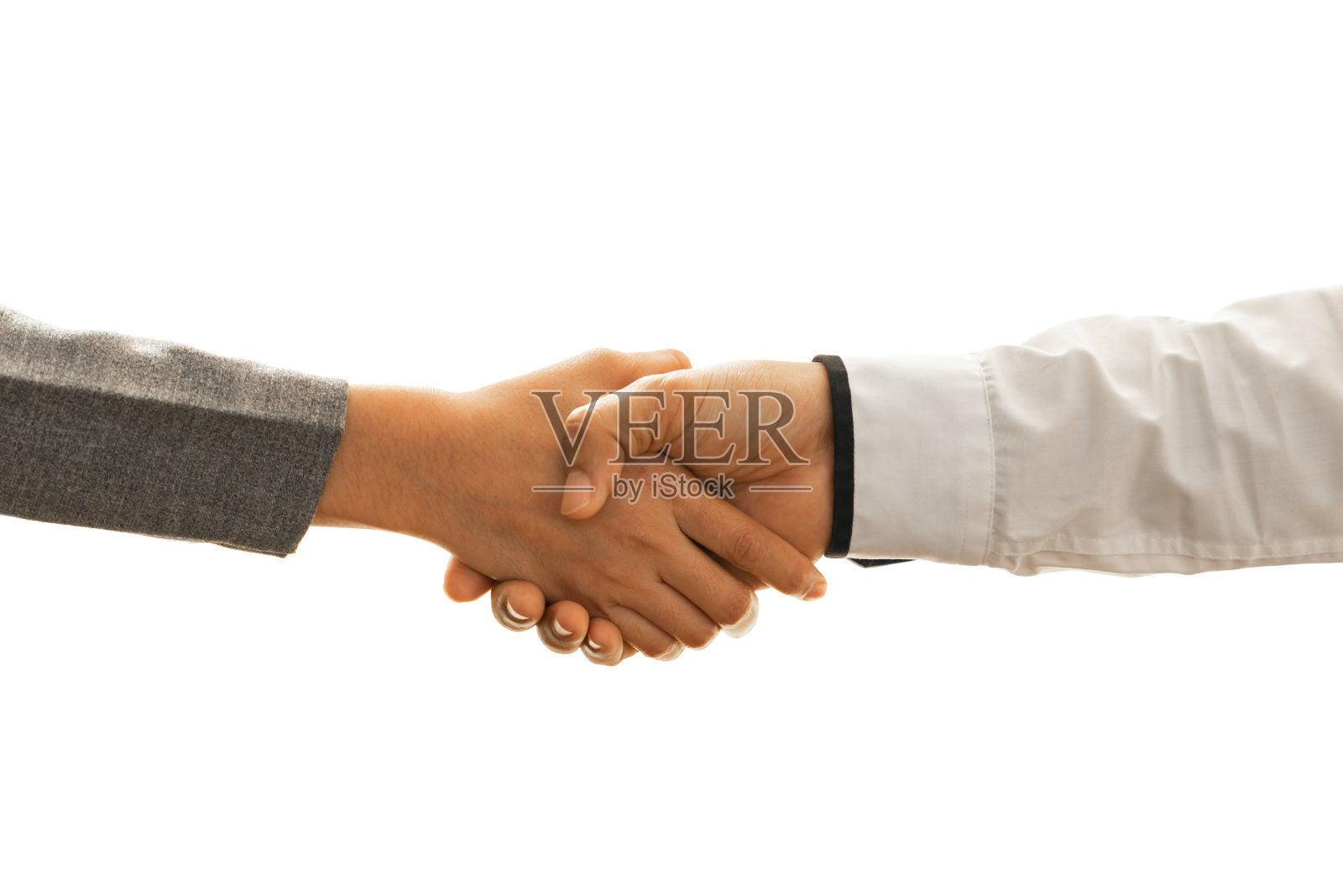 商务握手孤立在一个白色的背景照片摄影图片