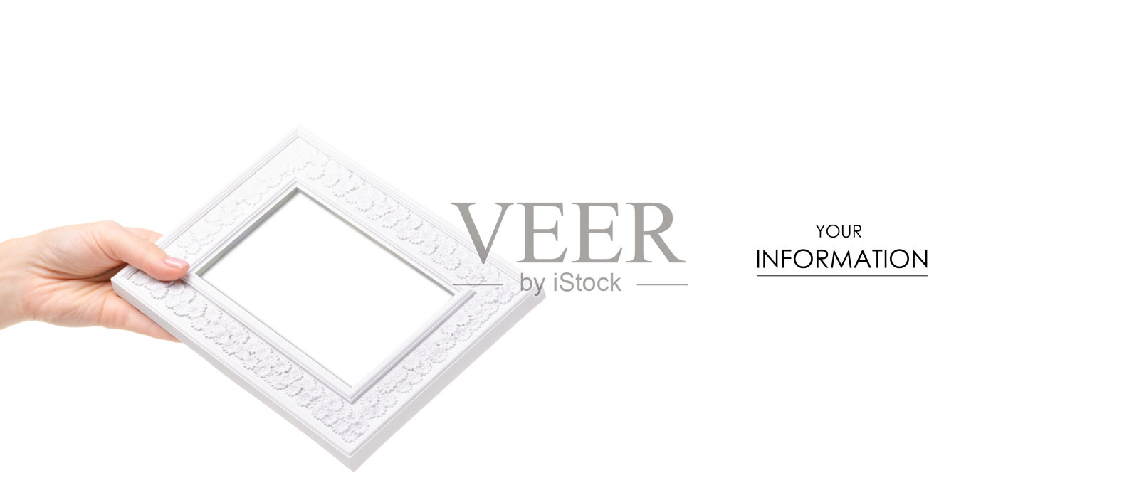 白色相框在手模式照片摄影图片