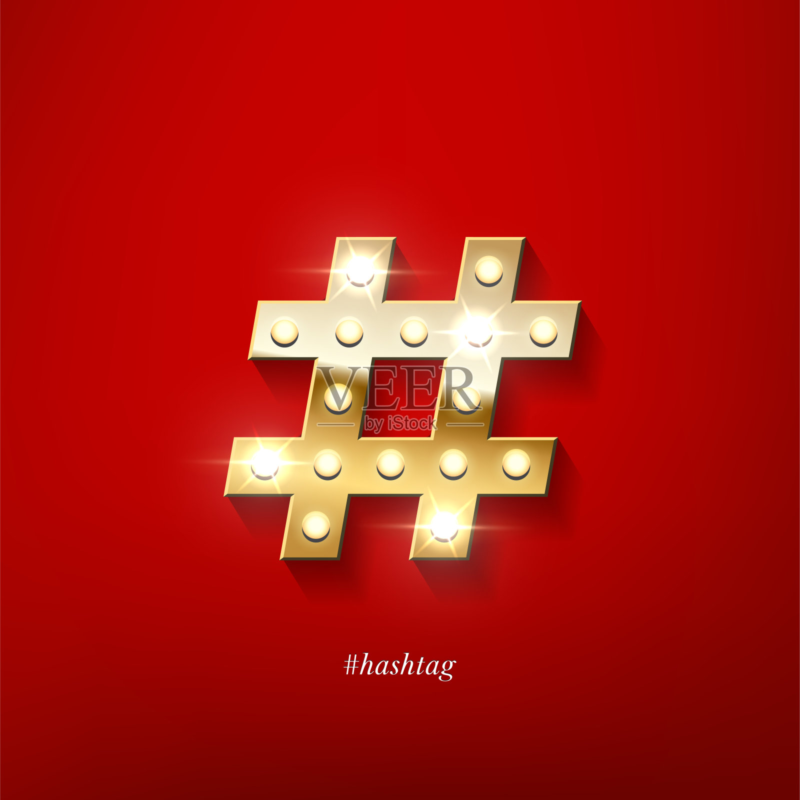 金色标签与电灯泡逼真的3D插图插画图片素材