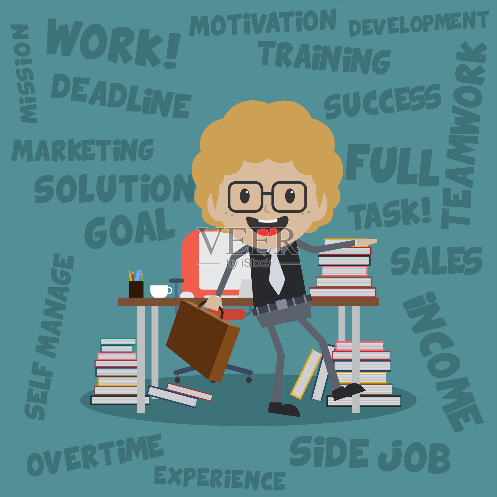 办公目标销售业务矢量艺术插画图片素材