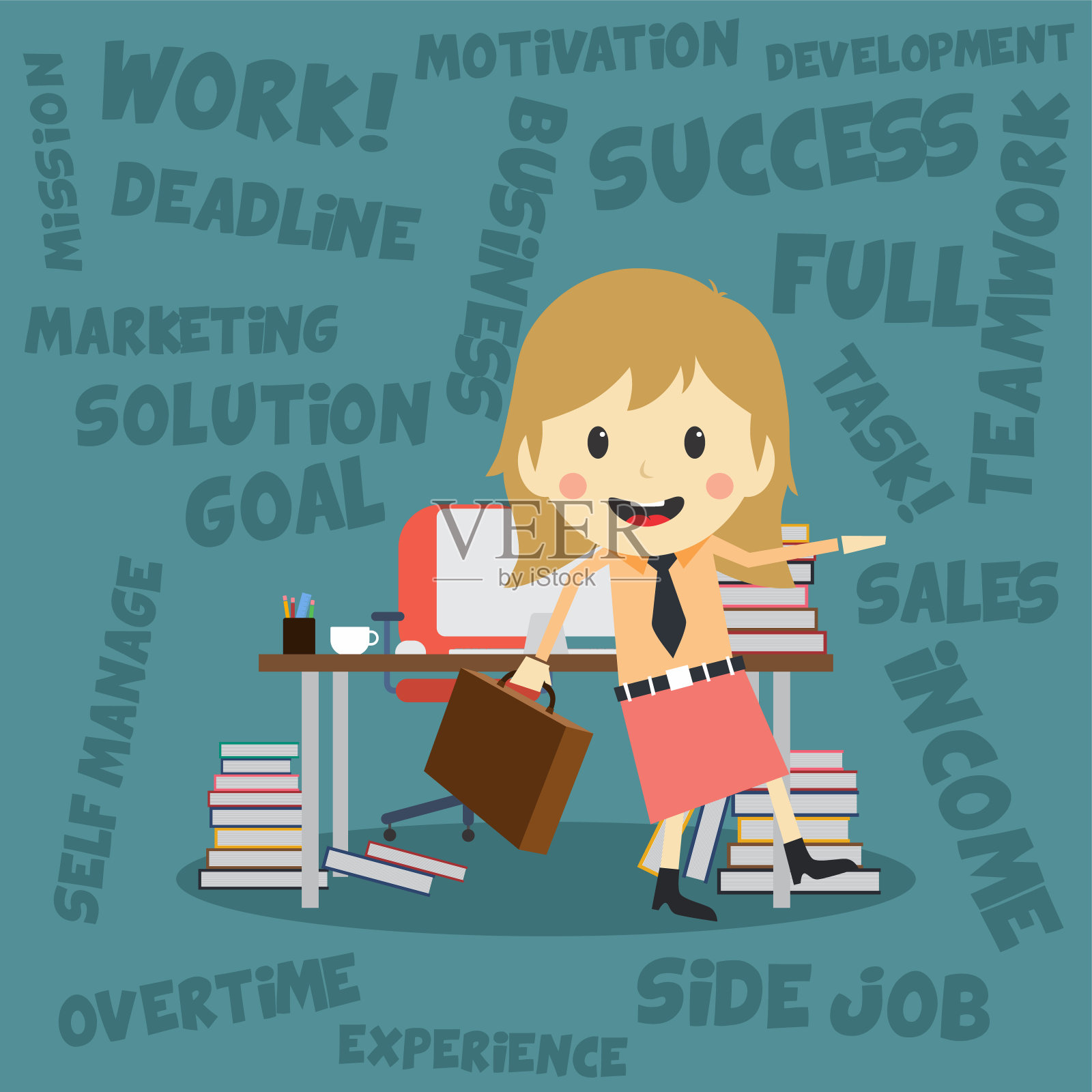 办公目标销售业务矢量艺术插画图片素材