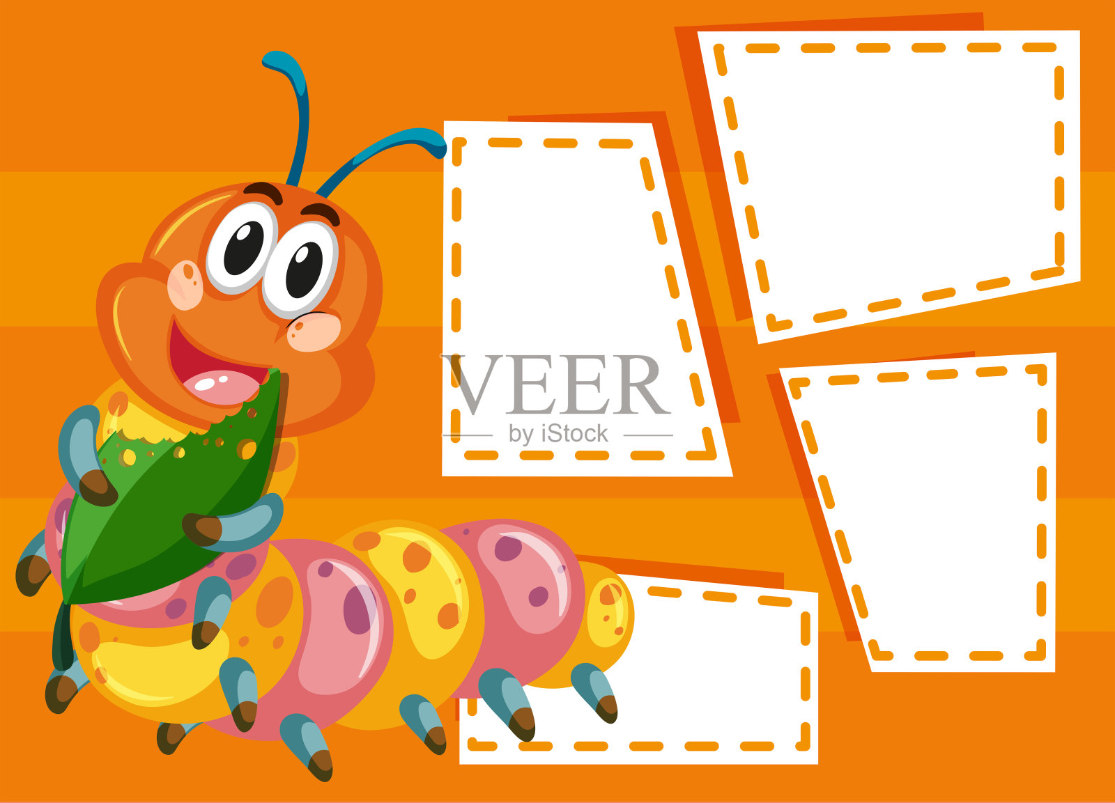 笔记模板上的毛毛虫插画图片素材