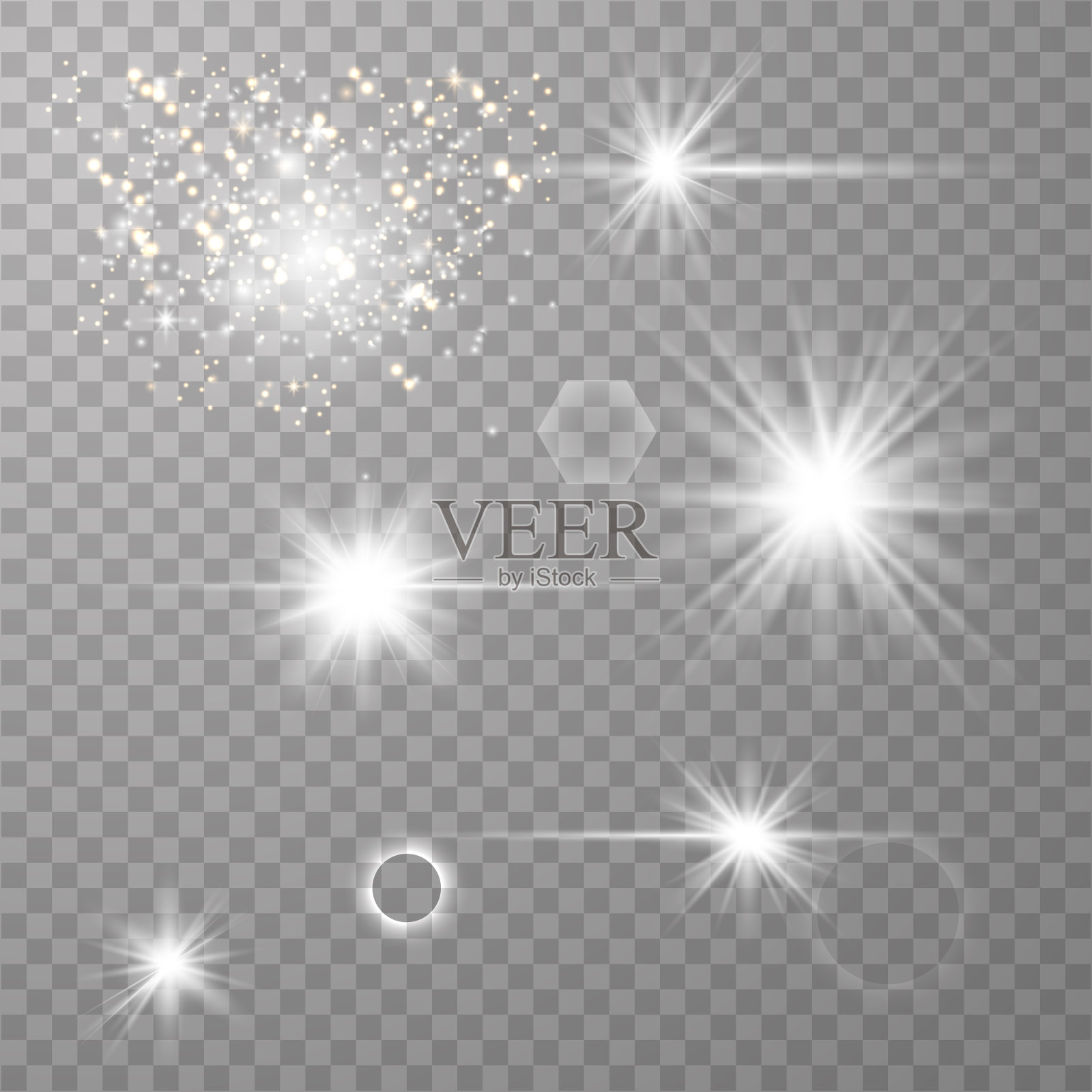 一组镜头光晕。魔法灯。向量模板设计元素图片