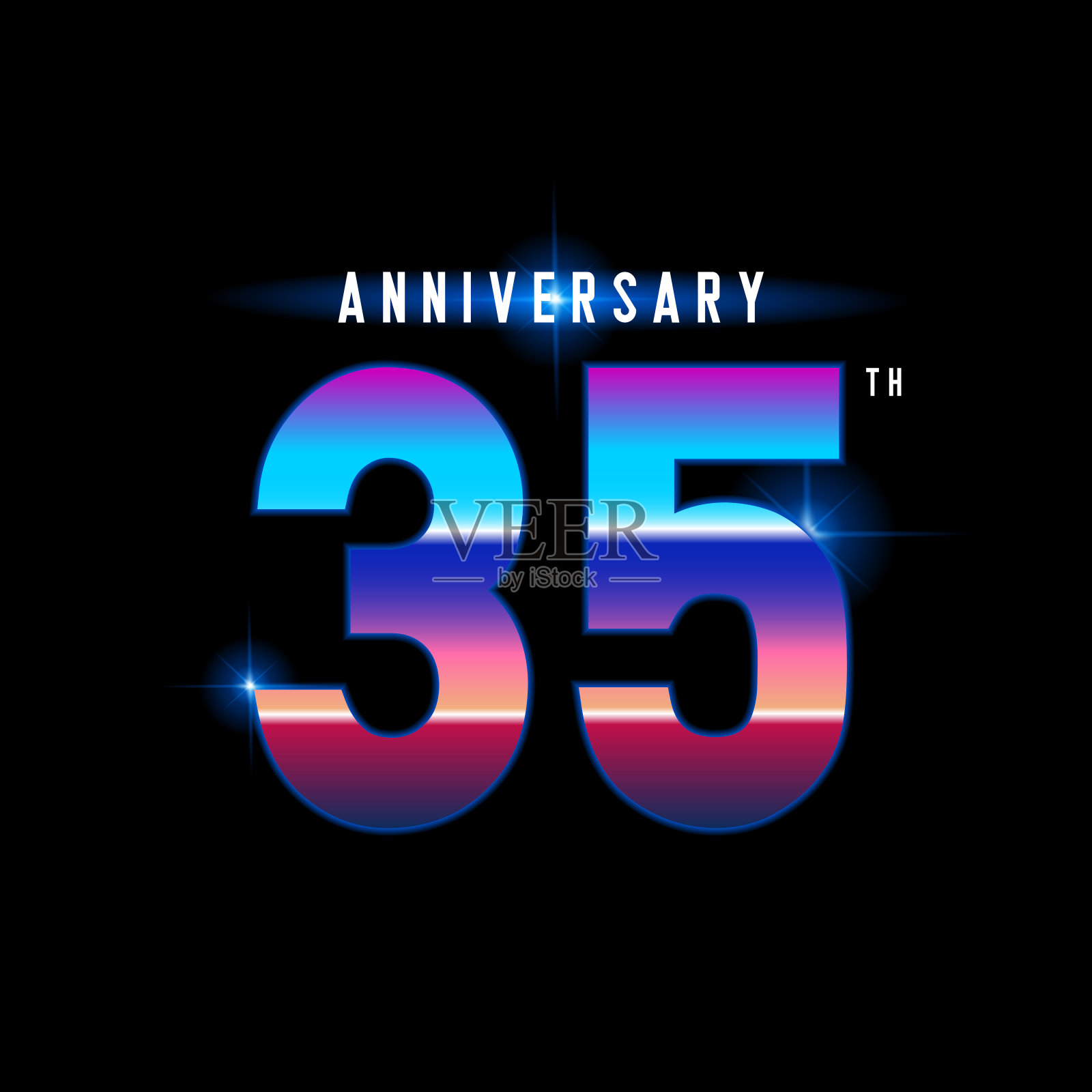 35周年庆典标志。彩色复古周年庆典标志设计公司简介，小册子，传单，杂志，小册子，网站，邀请或贺卡。插画图片素材