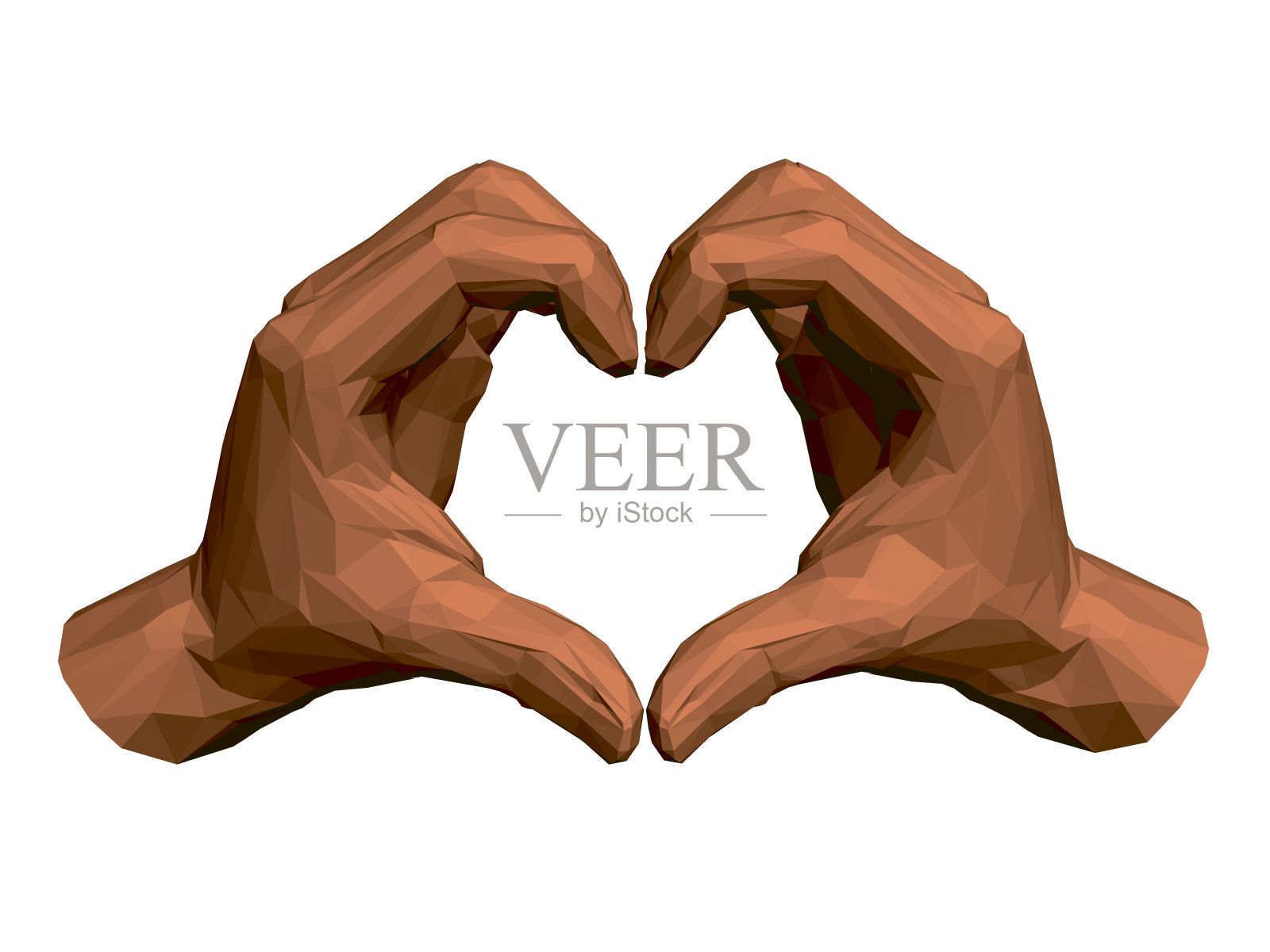 多边形的人手显示出心脏的形状。3 d。矢量图插画图片素材