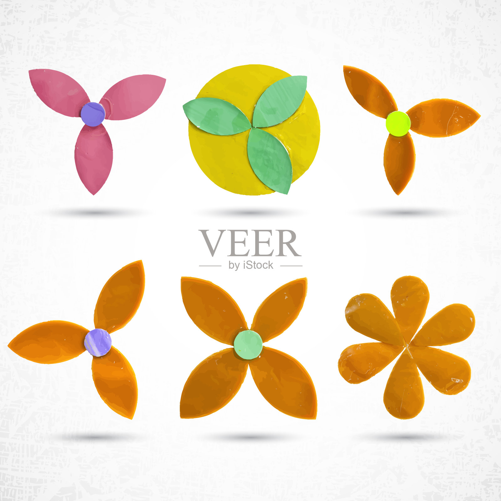 向量设计师元素设置向量花卉设计。独特的夏季/春季花卉收藏。婚礼矢量邀请卡水彩设计师元素集-矢量。插画图片素材