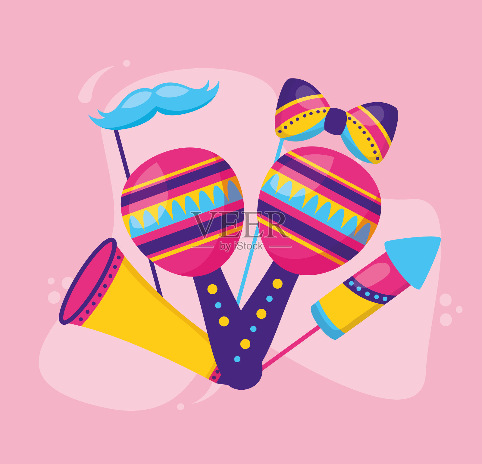 狂欢节的沙槌烟花喜庆插画图片素材