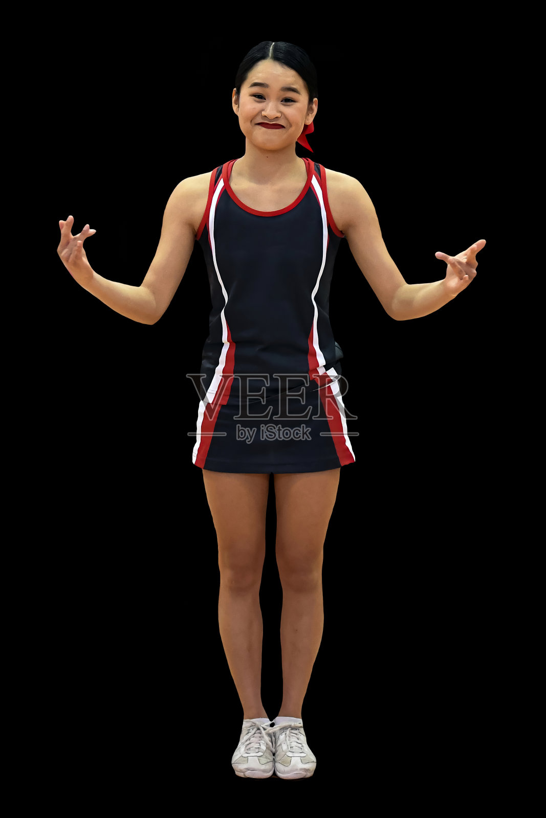 年轻的美籍华人啦啦队长照片摄影图片