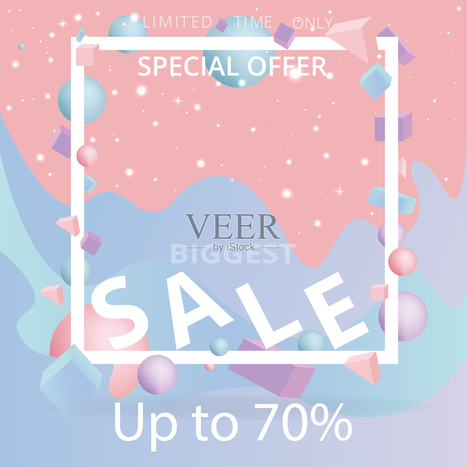 促销banner模板，3D逼真矢量元素极简构图插画图片素材