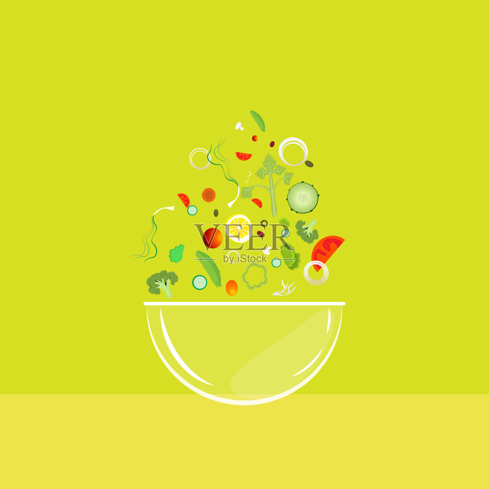 一碗蔬菜沙拉插画图片素材