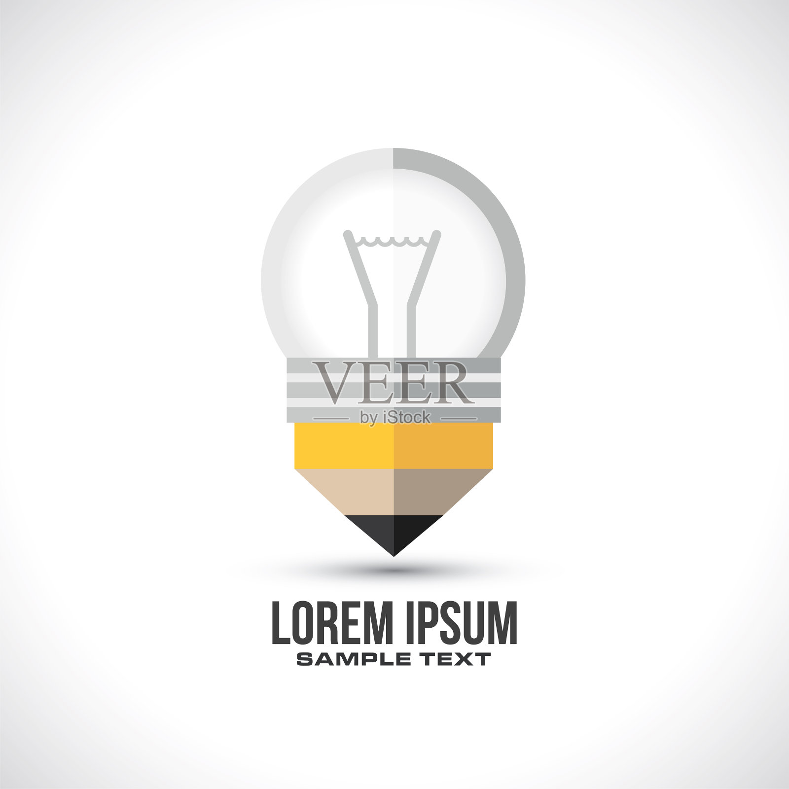 铅笔灯泡图标设计图标素材