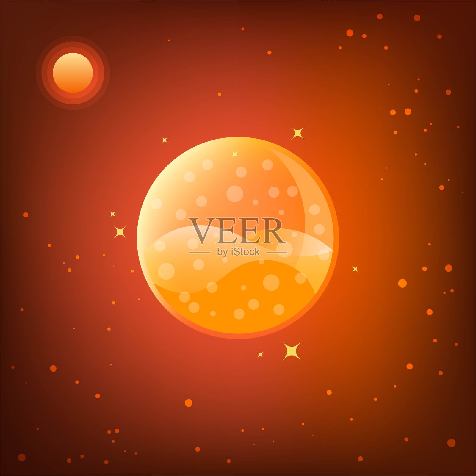 火星，太阳系中的行星插画图片素材