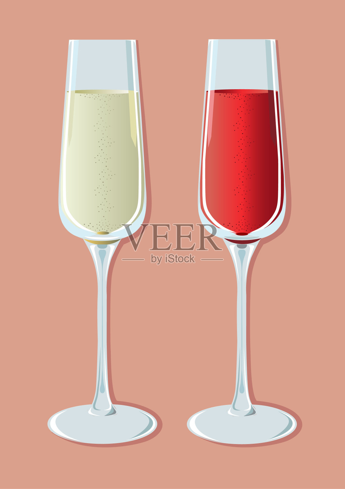 红色和白色的香槟饮料设置矢量插图插画图片素材