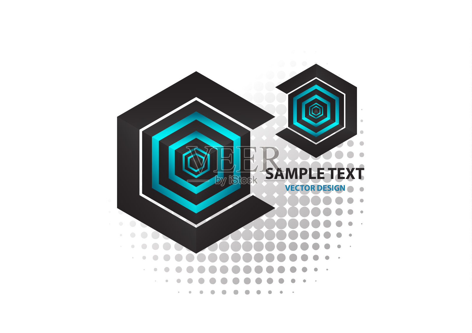 抽象六边形和立方体。公司几何商业标志。插画图片素材