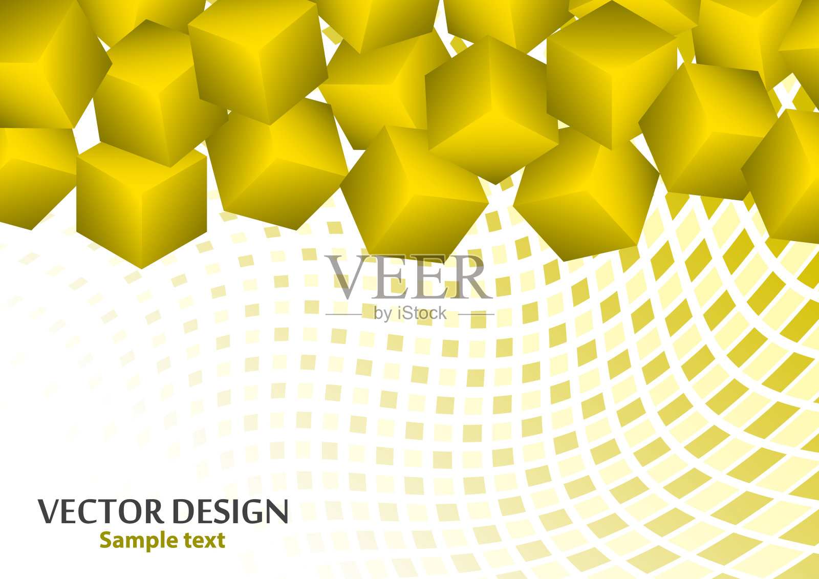 明亮的抽象背景与随机安排的多色立方体。插画图片素材