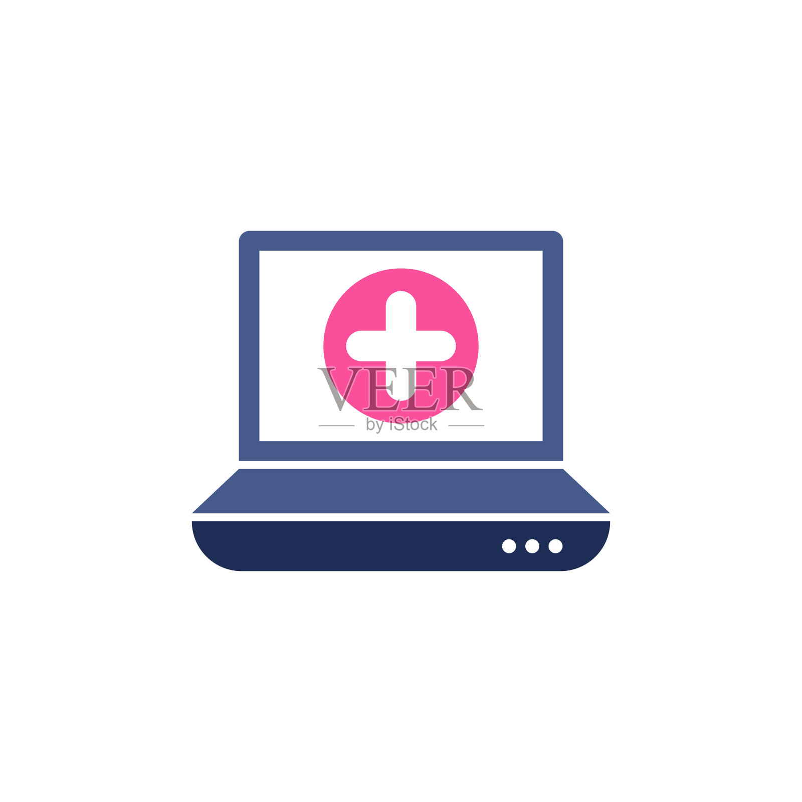 笔记本电脑图标加符号。笔记本图标和新的，加号，正面符号插画图片素材