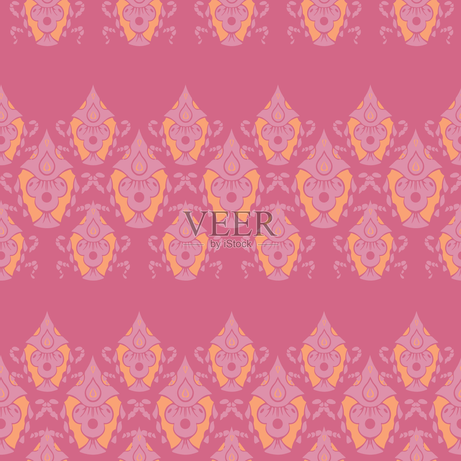 矢量印度装饰甲虫条纹无缝模式背景。插画图片素材