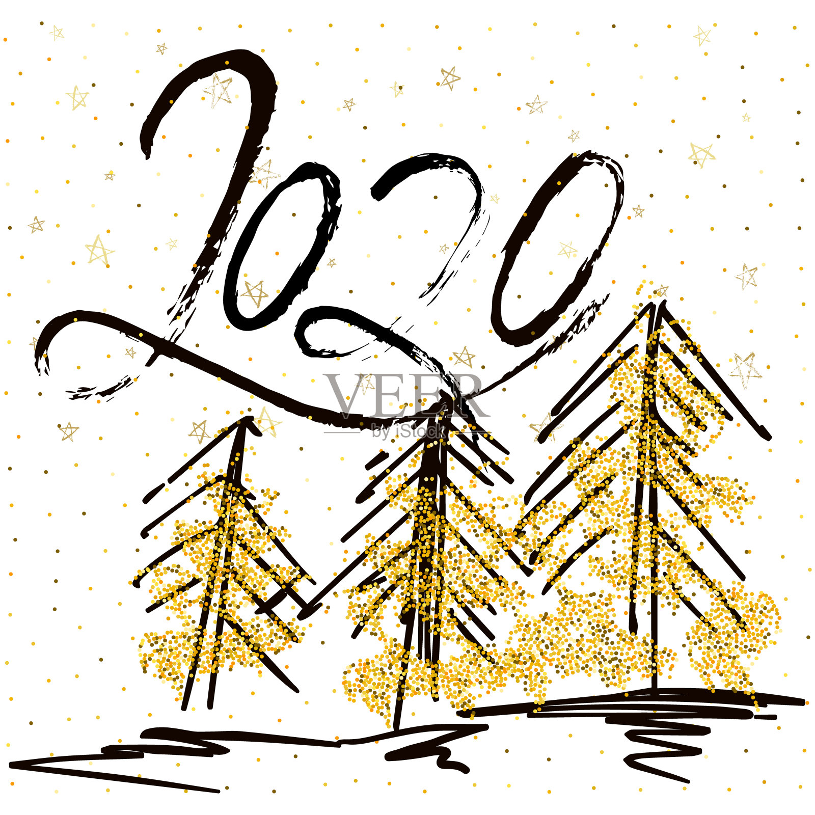 2020年贺年卡插画图片素材