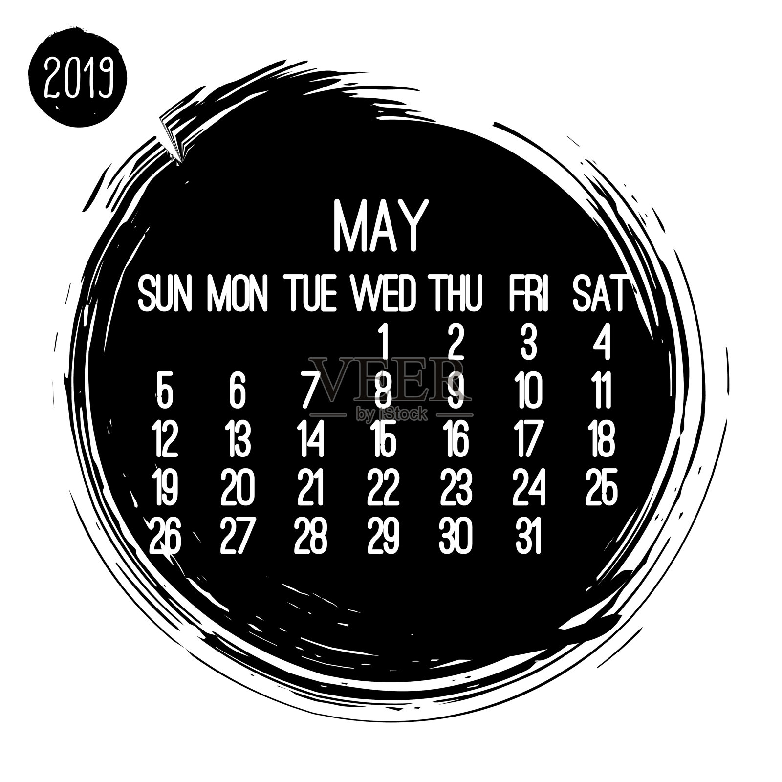 2019年5月月历设计模板素材