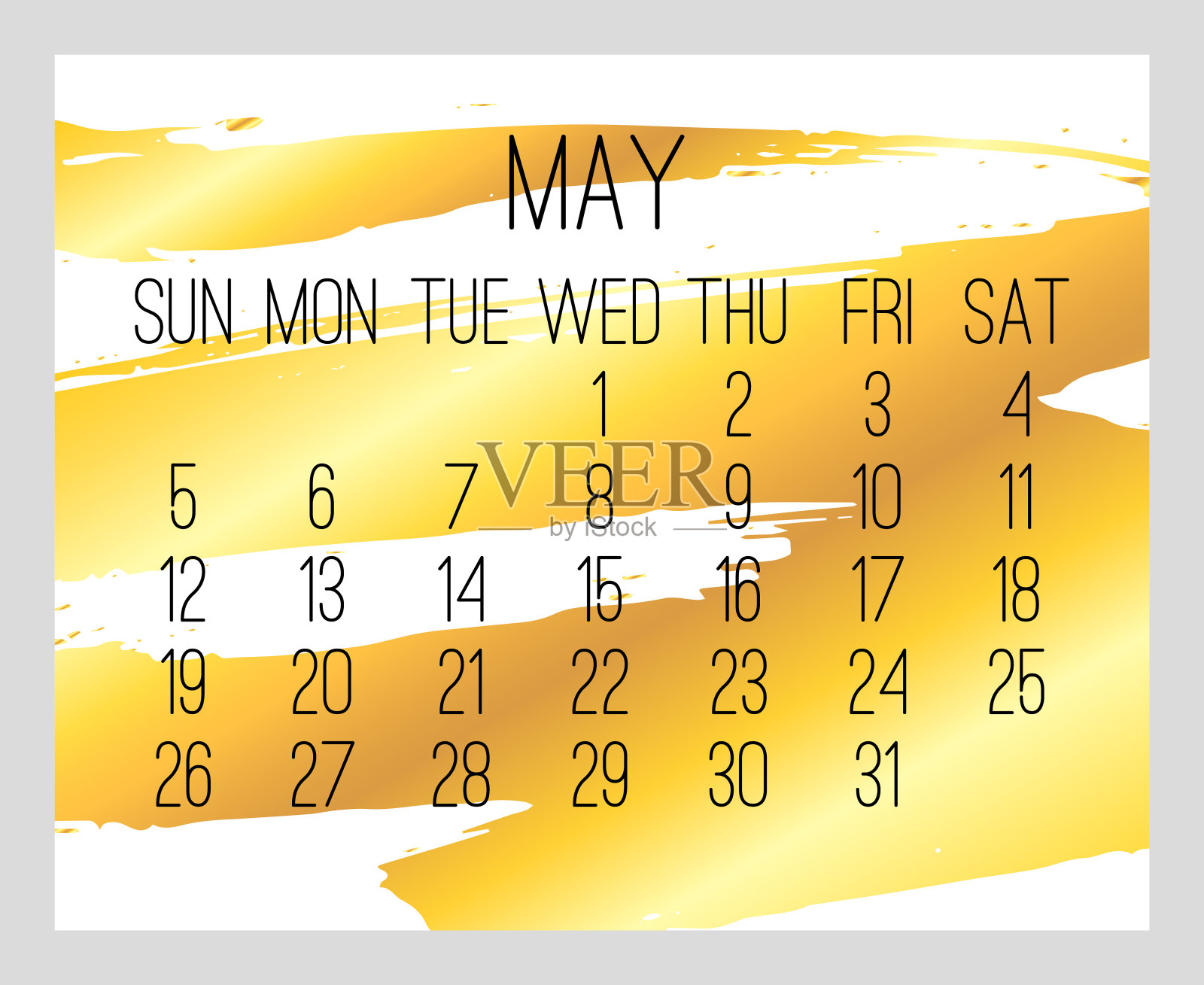 2019年5月月金历设计模板素材