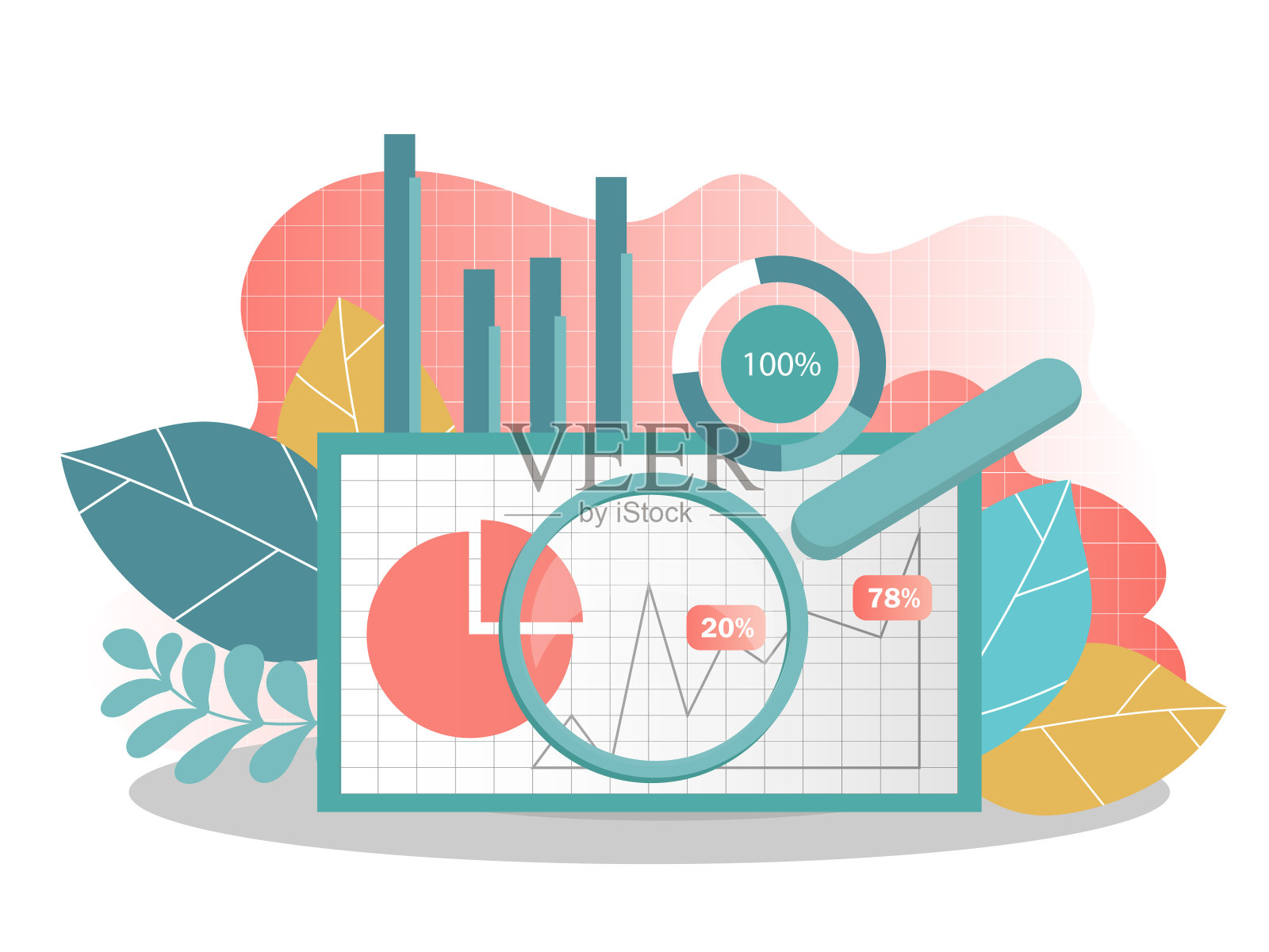 数据分析概念。可用于网页横幅，信息图表。插画图片素材