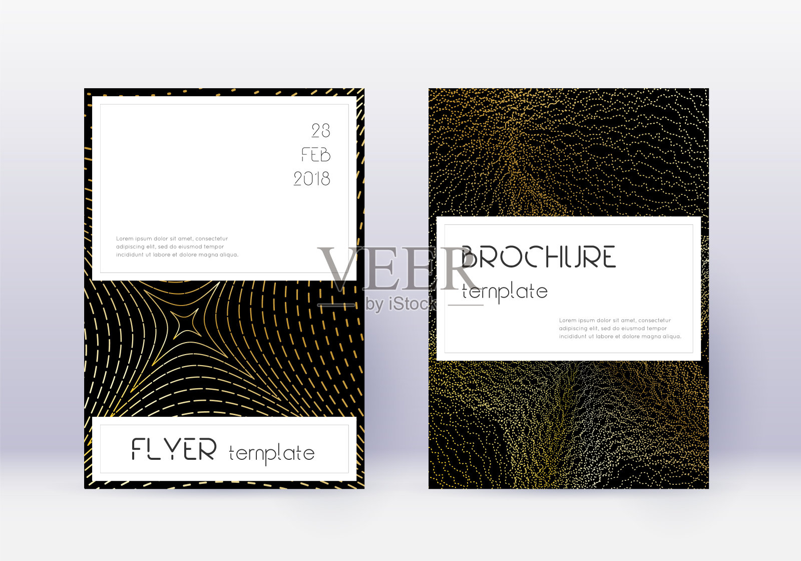 时尚的封面设计模板集。黄金文摘l设计模板素材