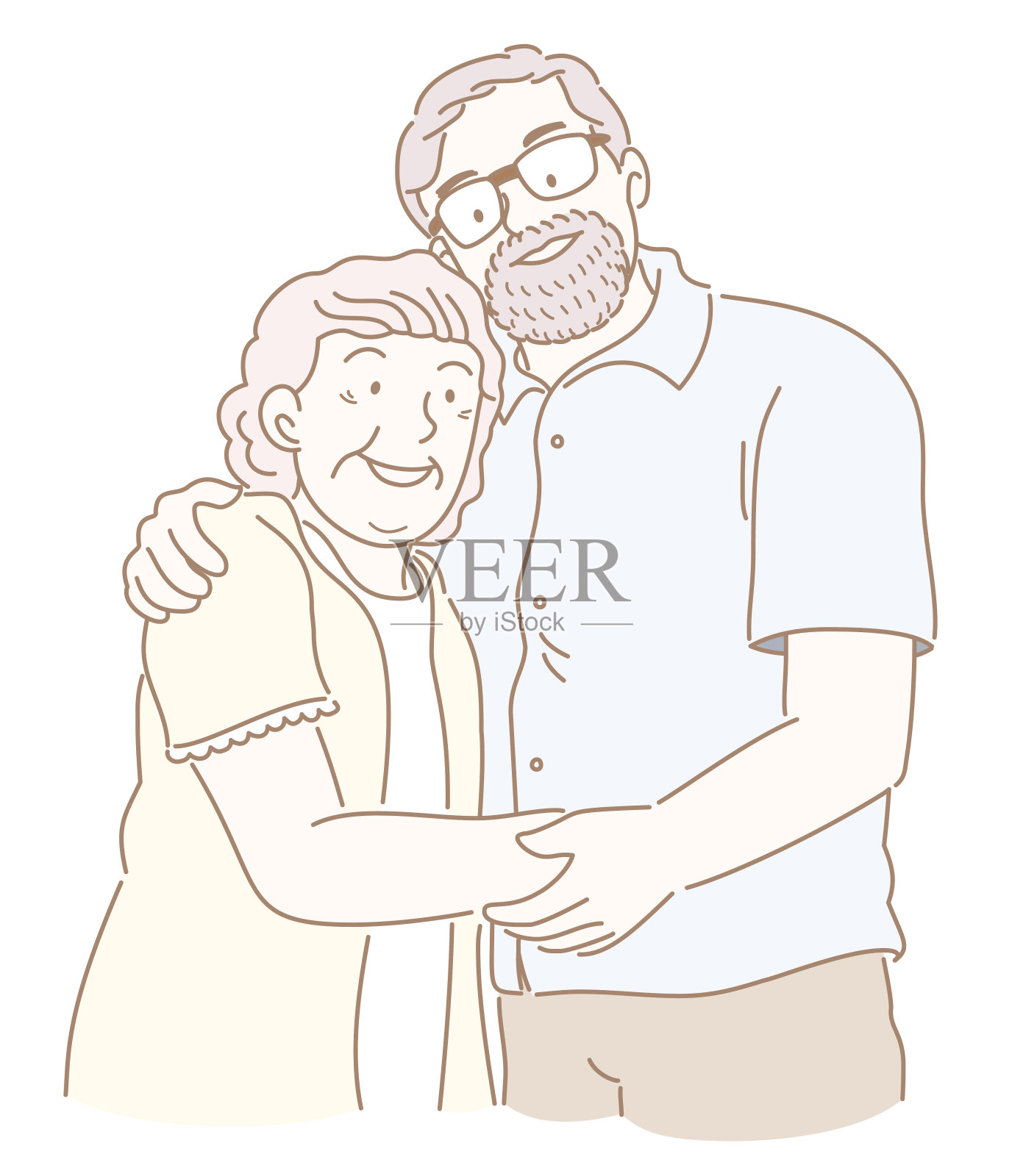 幸福老夫妻插画插画图片素材