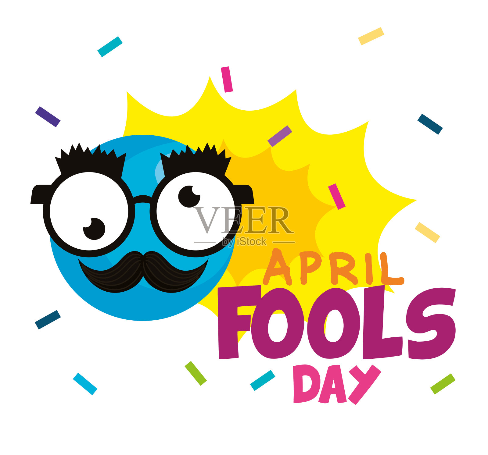 愚人节快乐贺卡插画图片素材